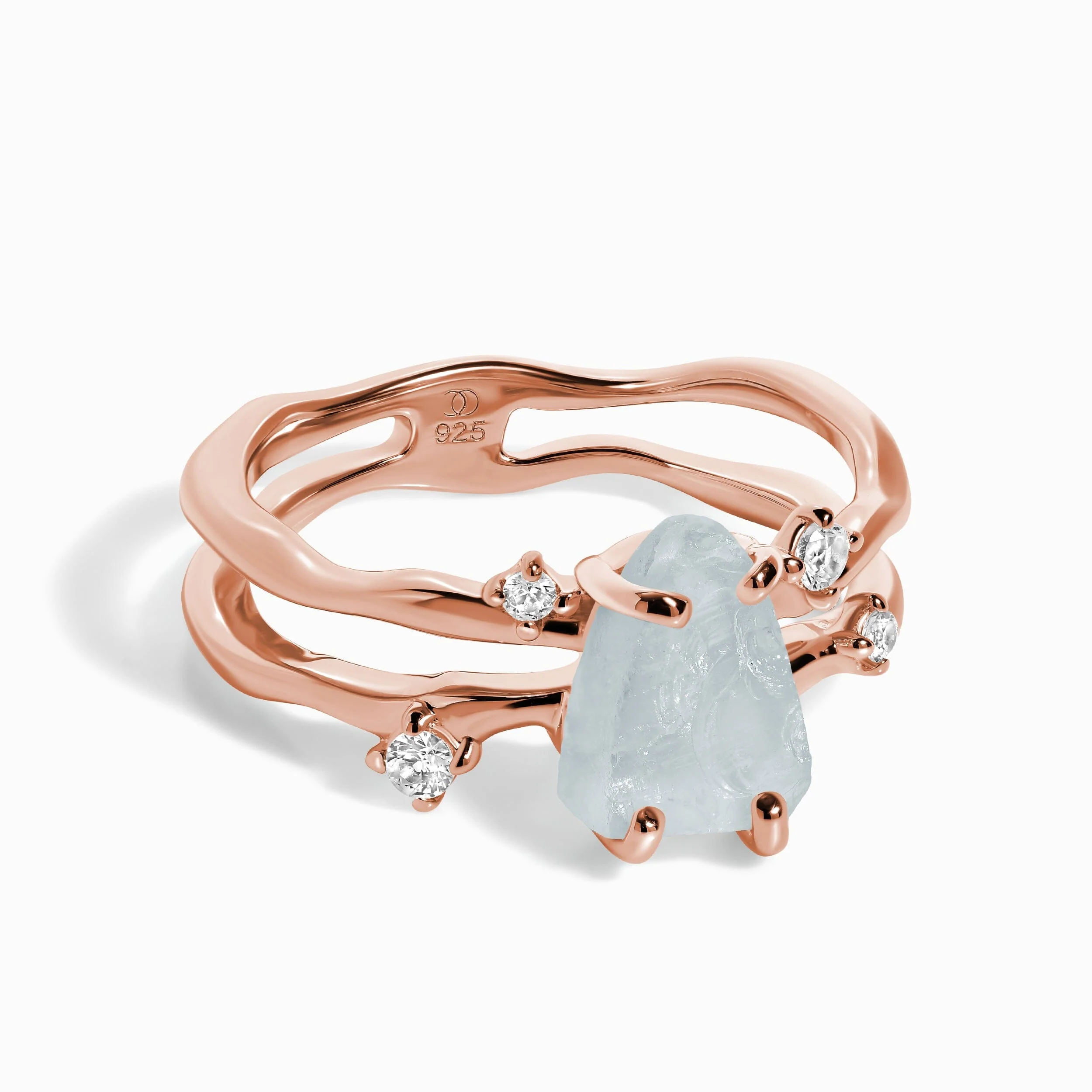 Raw Crystal Ring - Flow Aquamarine - Image 3