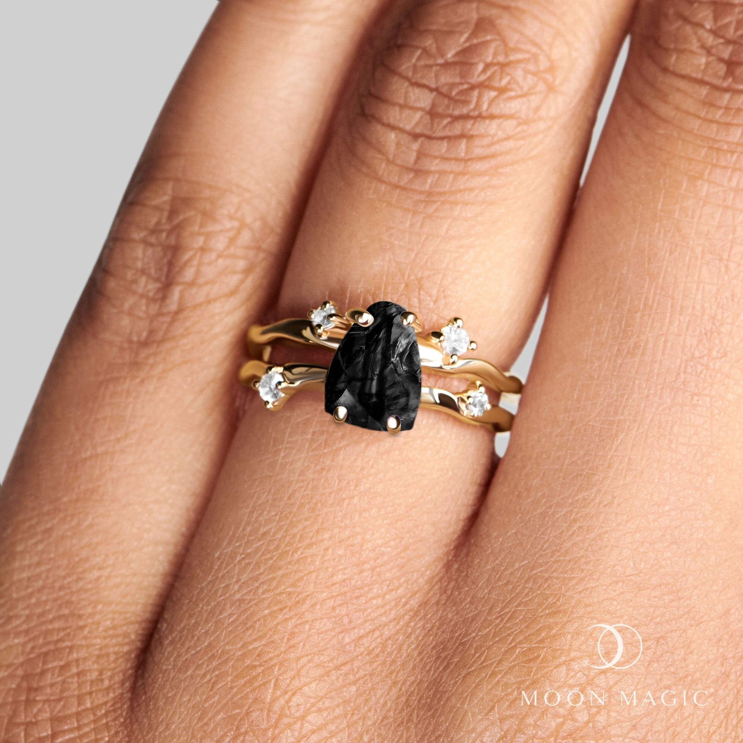 Raw Crystal Ring - Flow Black Obsidian - Image 12
