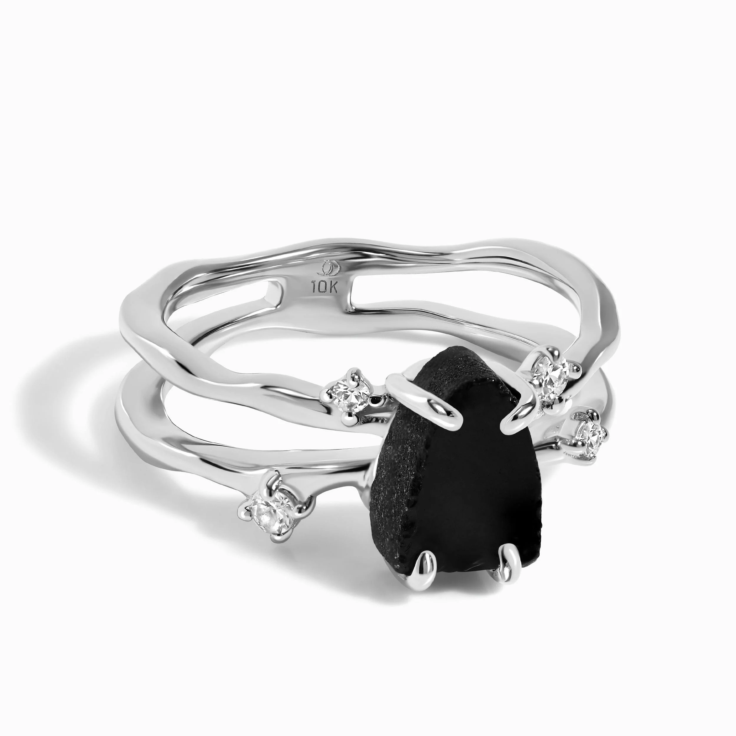 Raw Crystal Ring - Flow Black Obsidian - Image 7