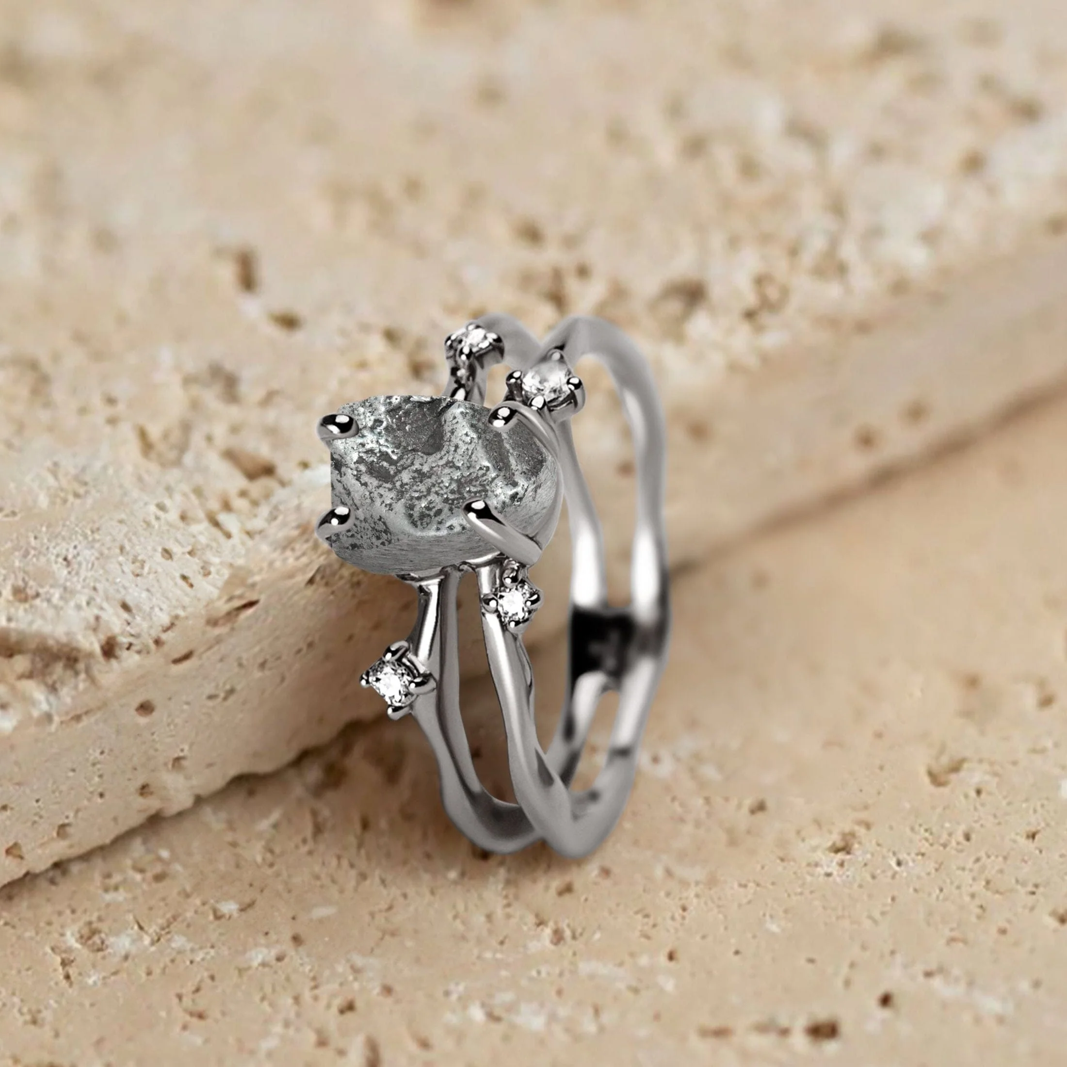 Raw Crystal Ring - Flow Meteorite - Image 16