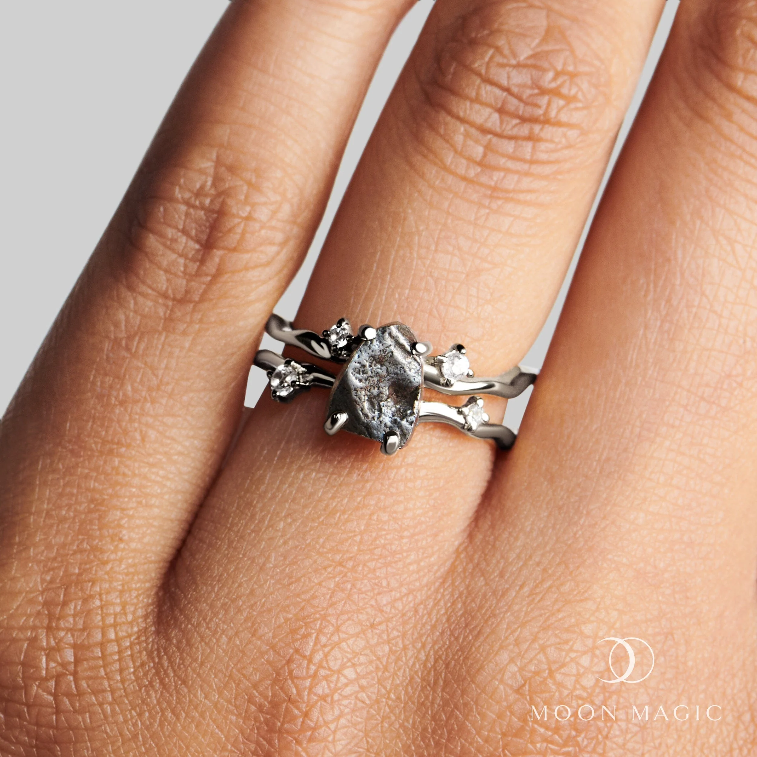 Raw Crystal Ring - Flow Meteorite - Image 2