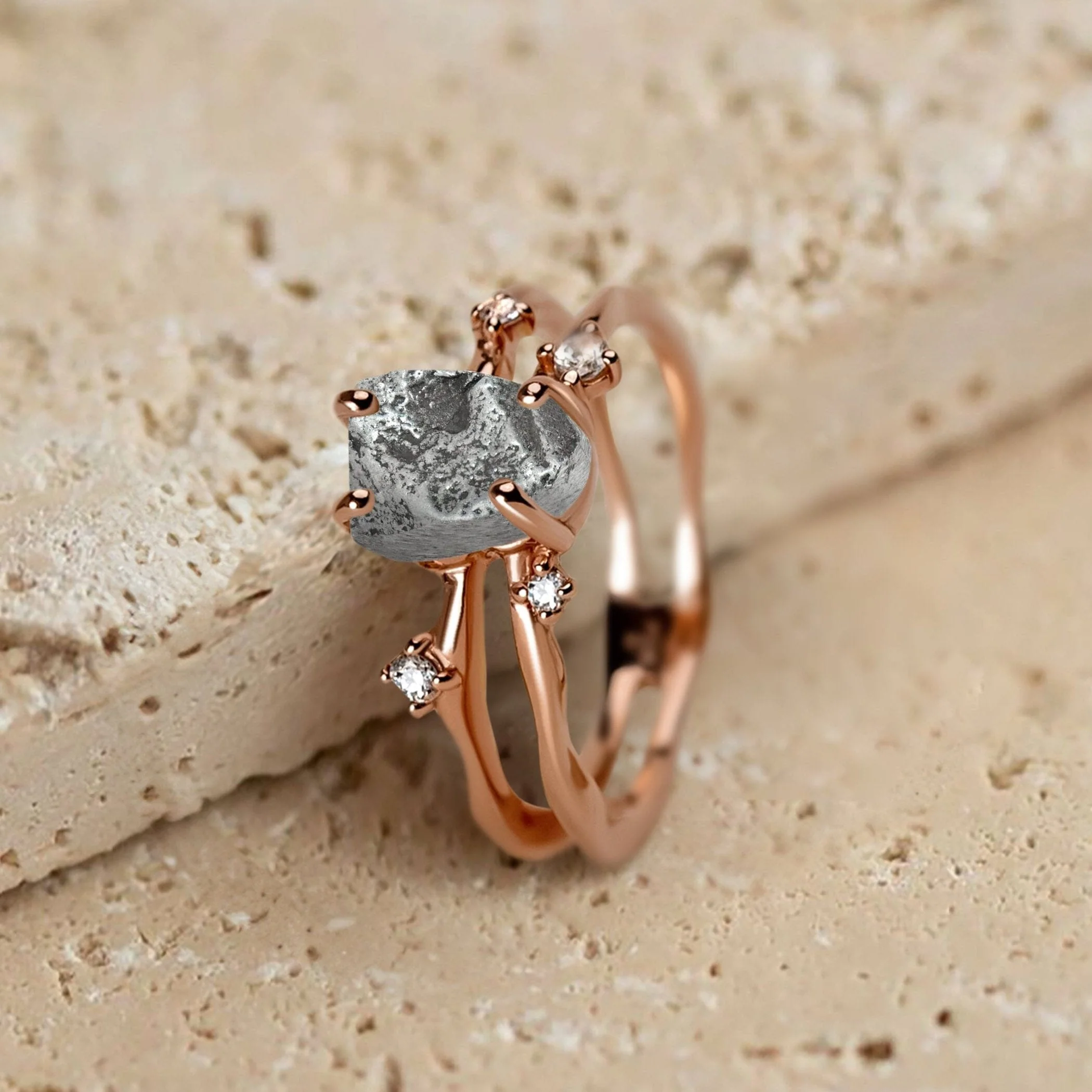 Raw Crystal Ring - Flow Meteorite - Image 20