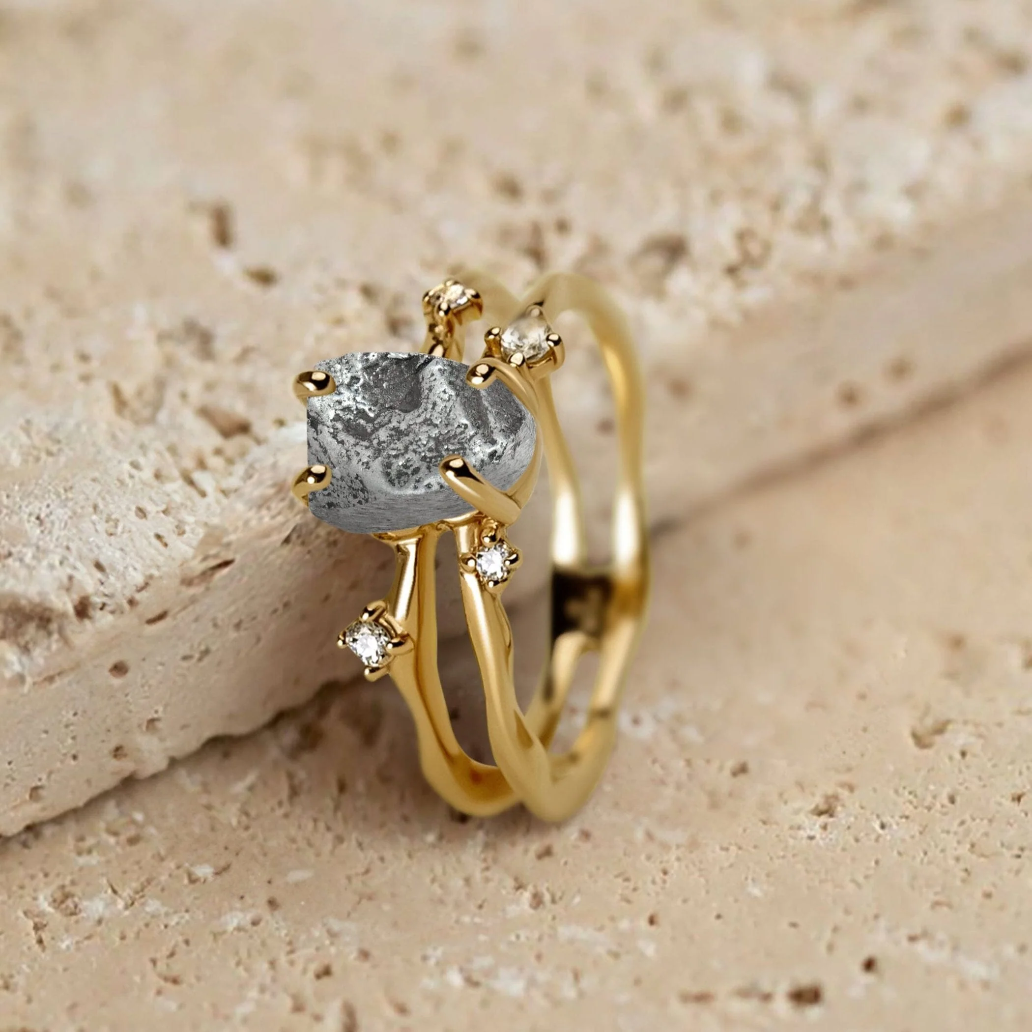 Raw Crystal Ring - Flow Meteorite - Image 24