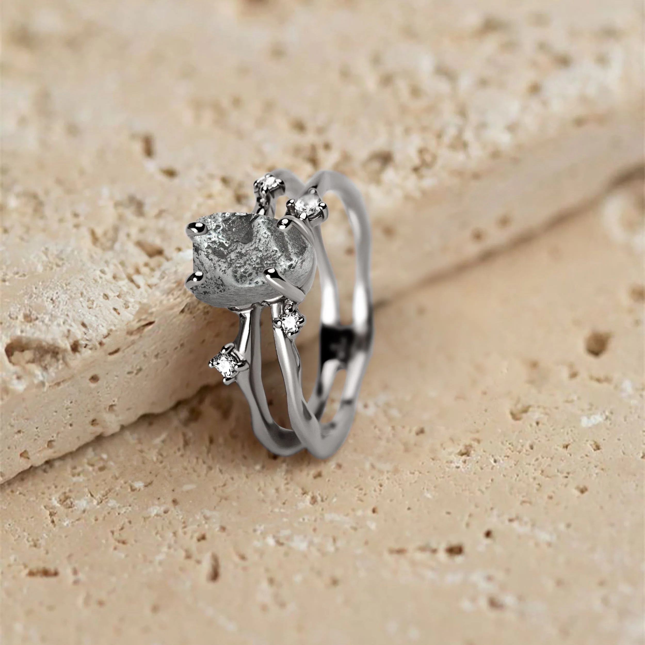 Raw Crystal Ring - Flow Meteorite - Image 28
