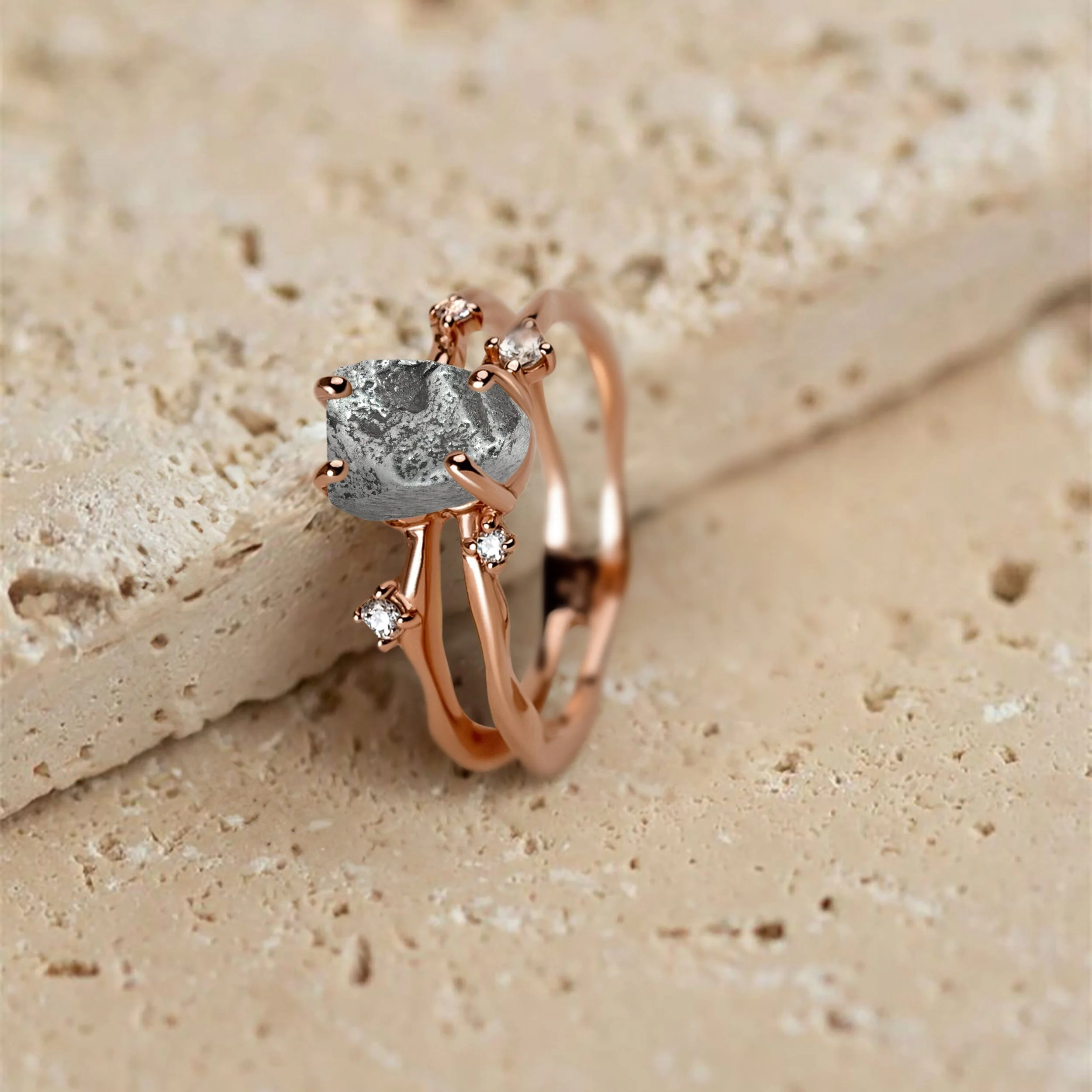Raw Crystal Ring - Flow Meteorite - Image 32