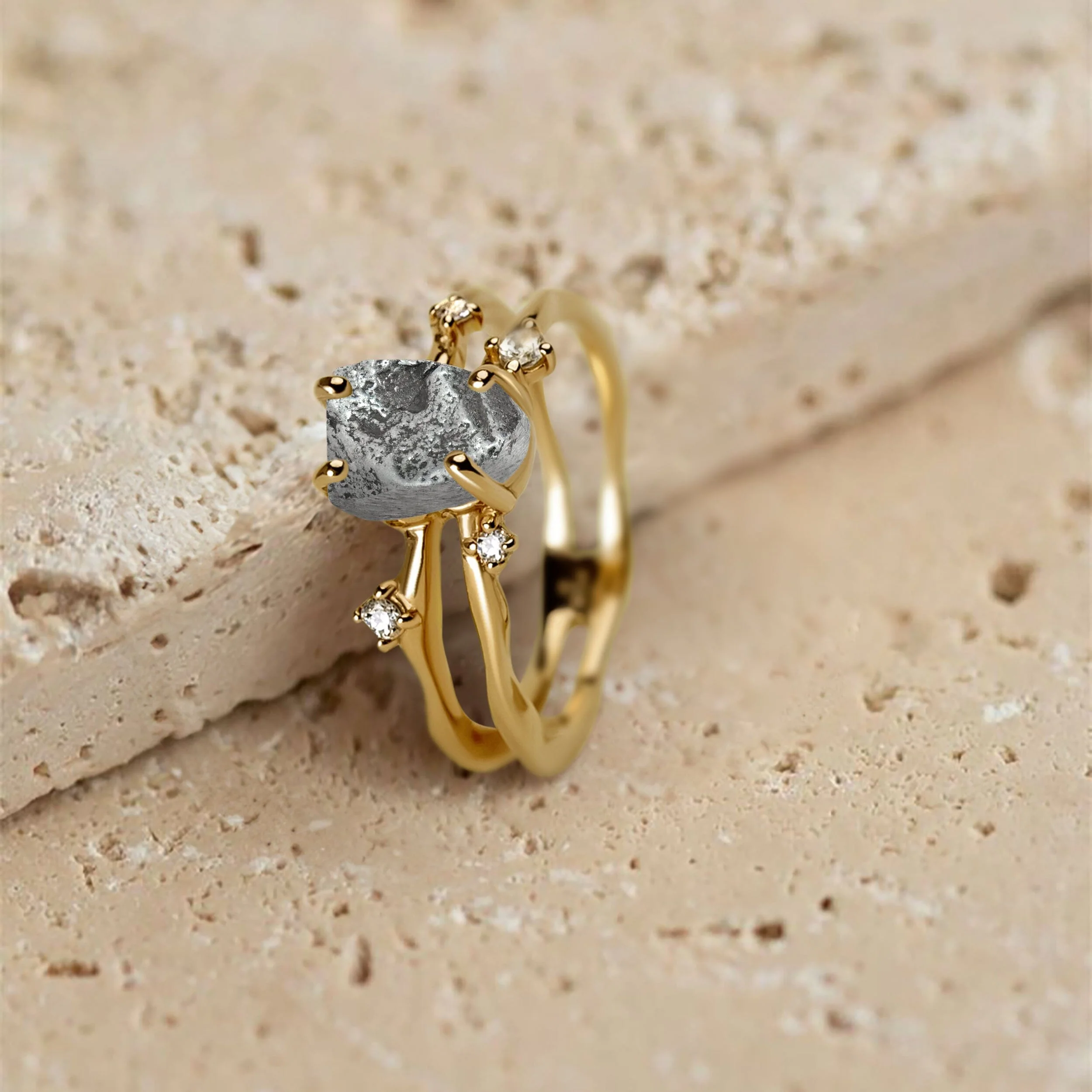 Raw Crystal Ring - Flow Meteorite - Image 36