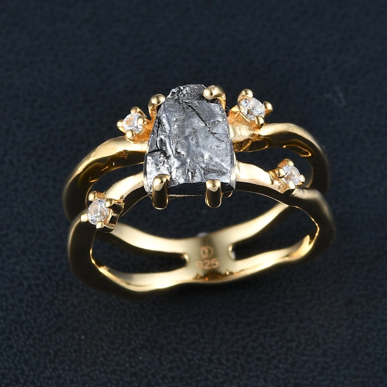 Raw Crystal Ring - Flow Meteorite - Image 45