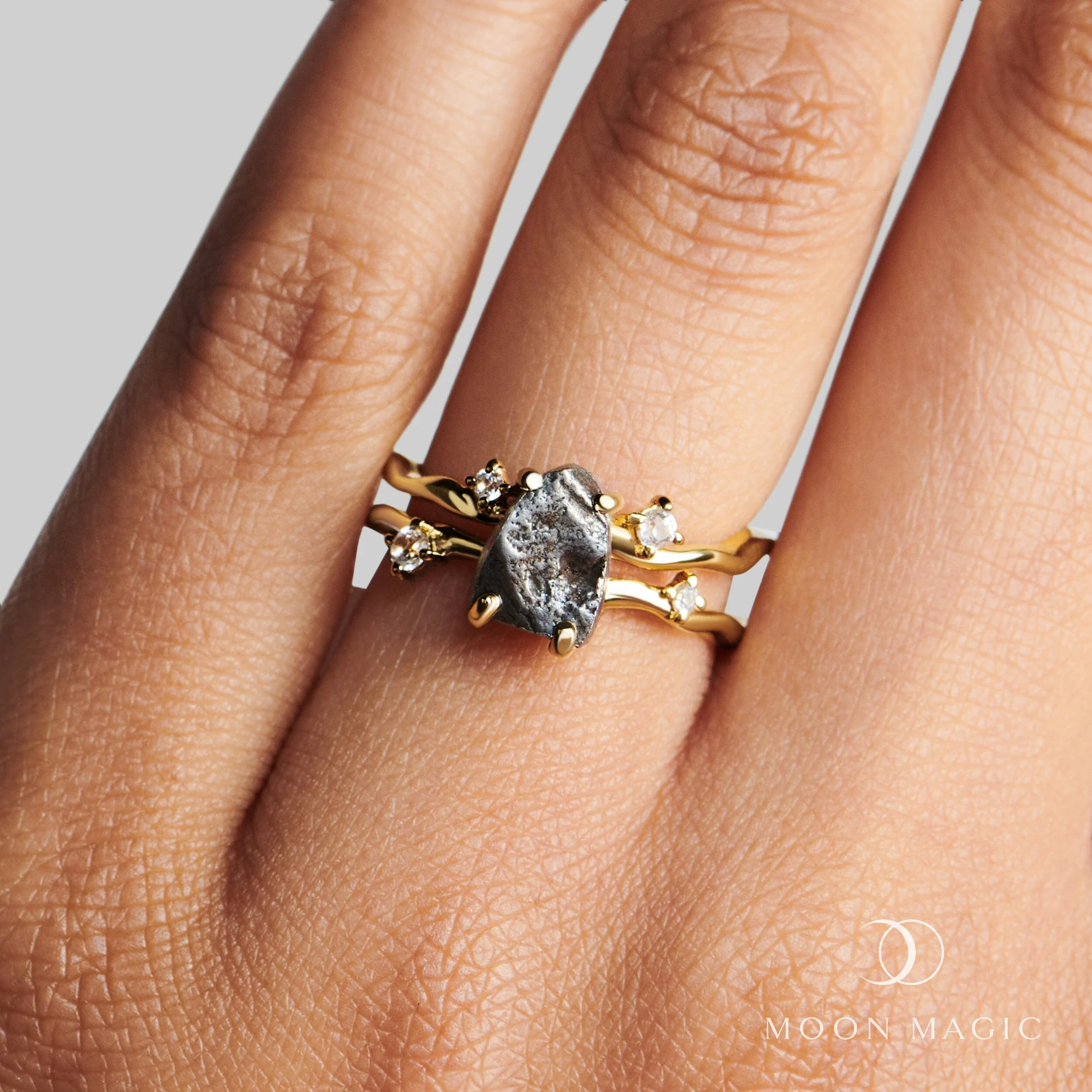 Raw Crystal Ring - Flow Meteorite - Image 6