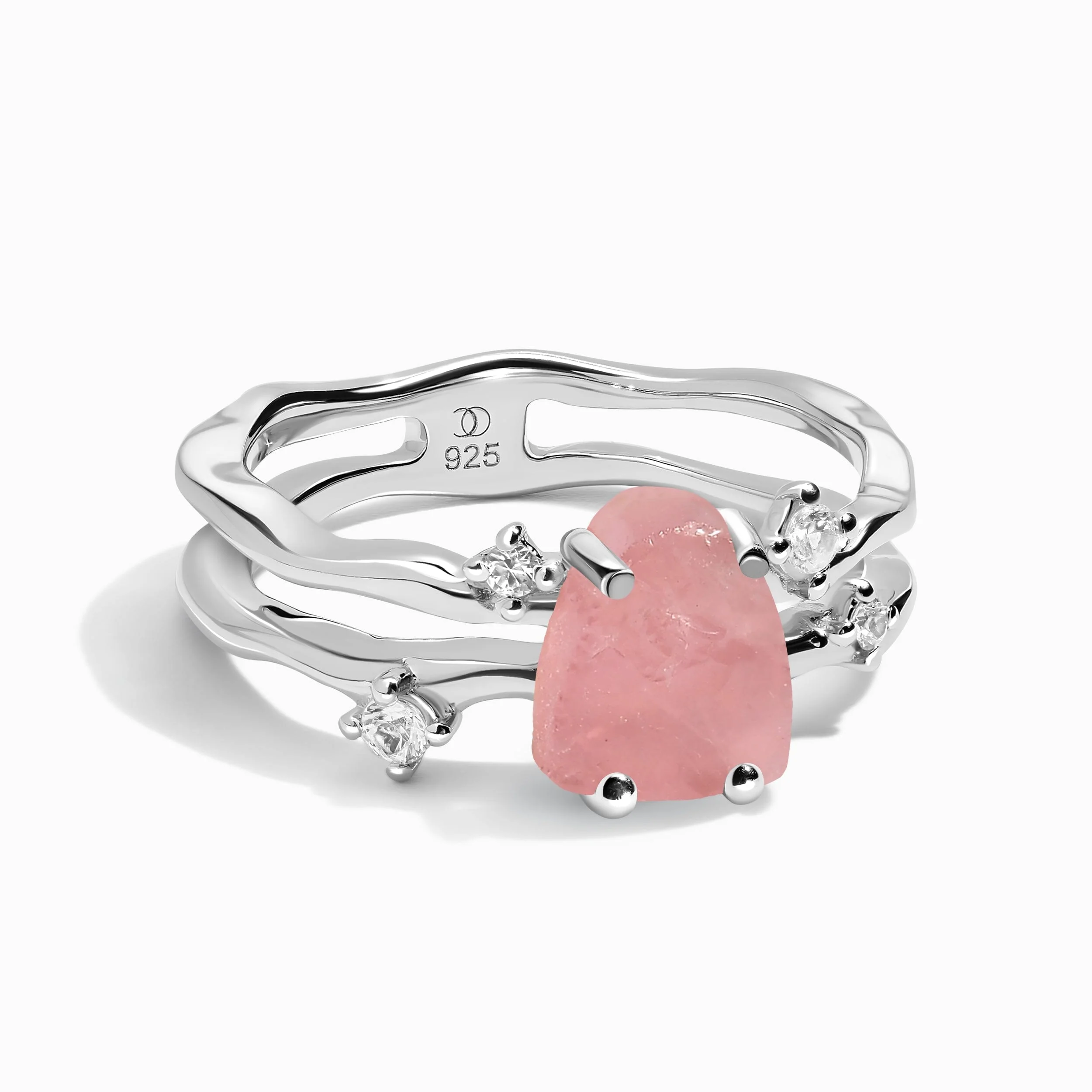 Raw Crystal Ring - Flow Rose Quartz