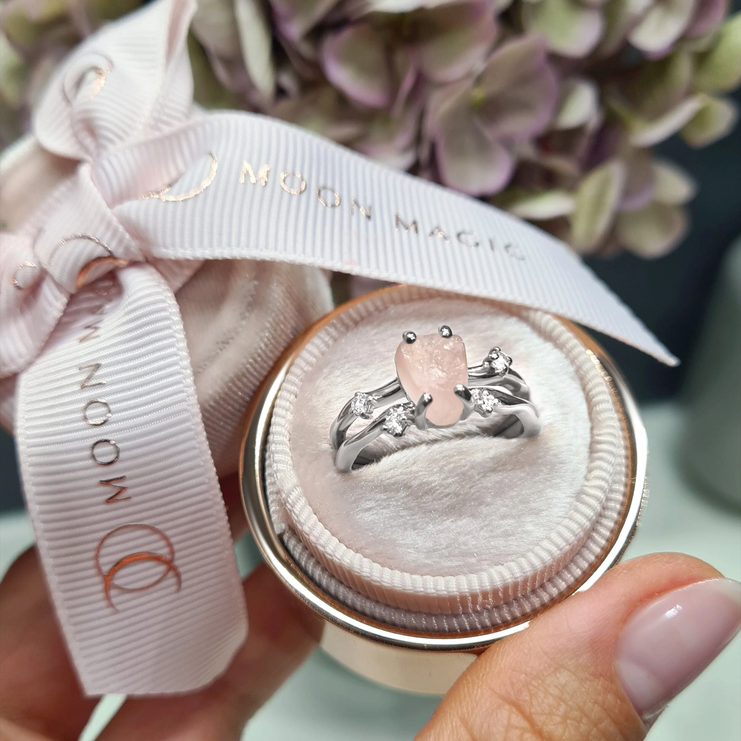 Raw Crystal Ring - Flow Rose Quartz - Image 17