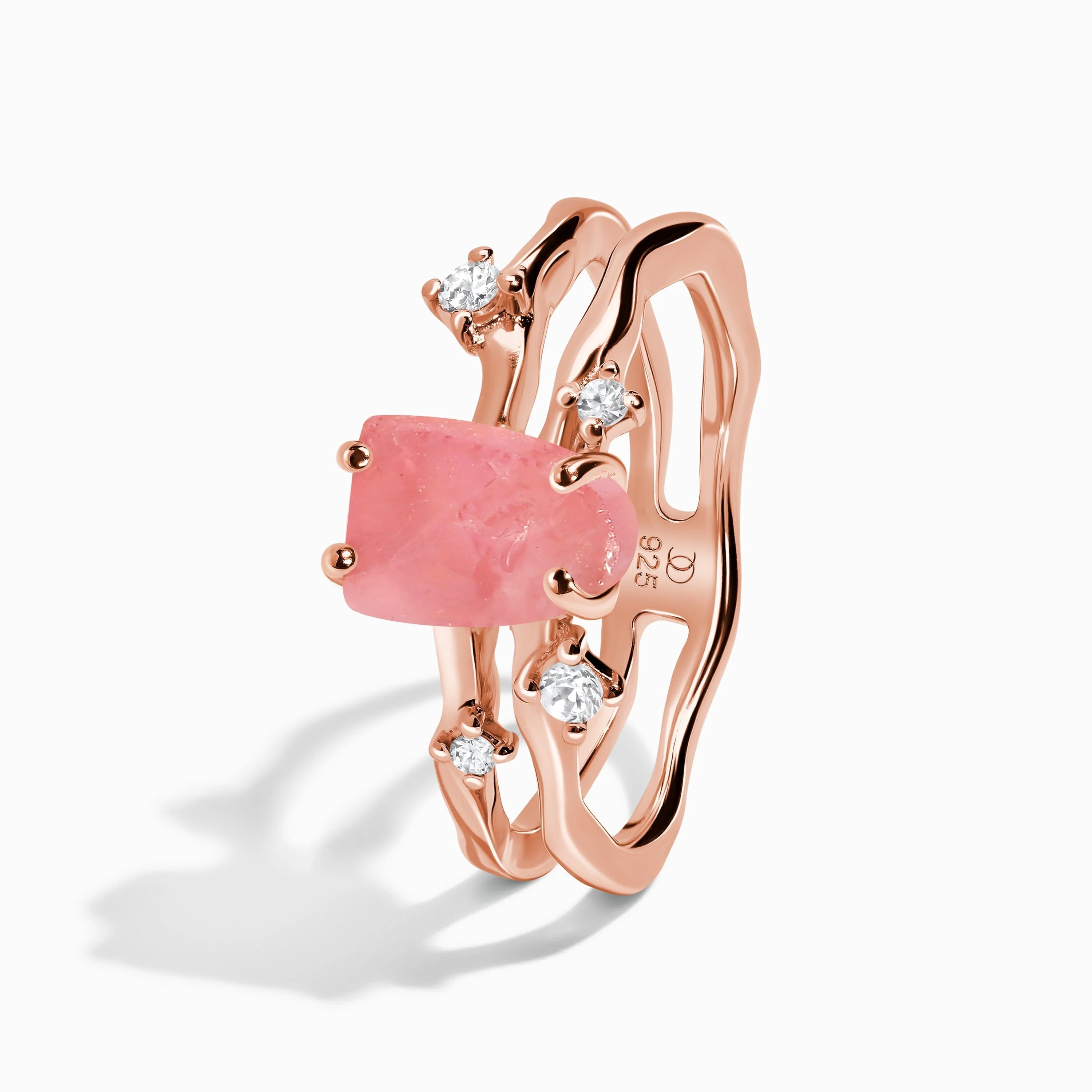 Raw Crystal Ring - Flow Rose Quartz - Image 19