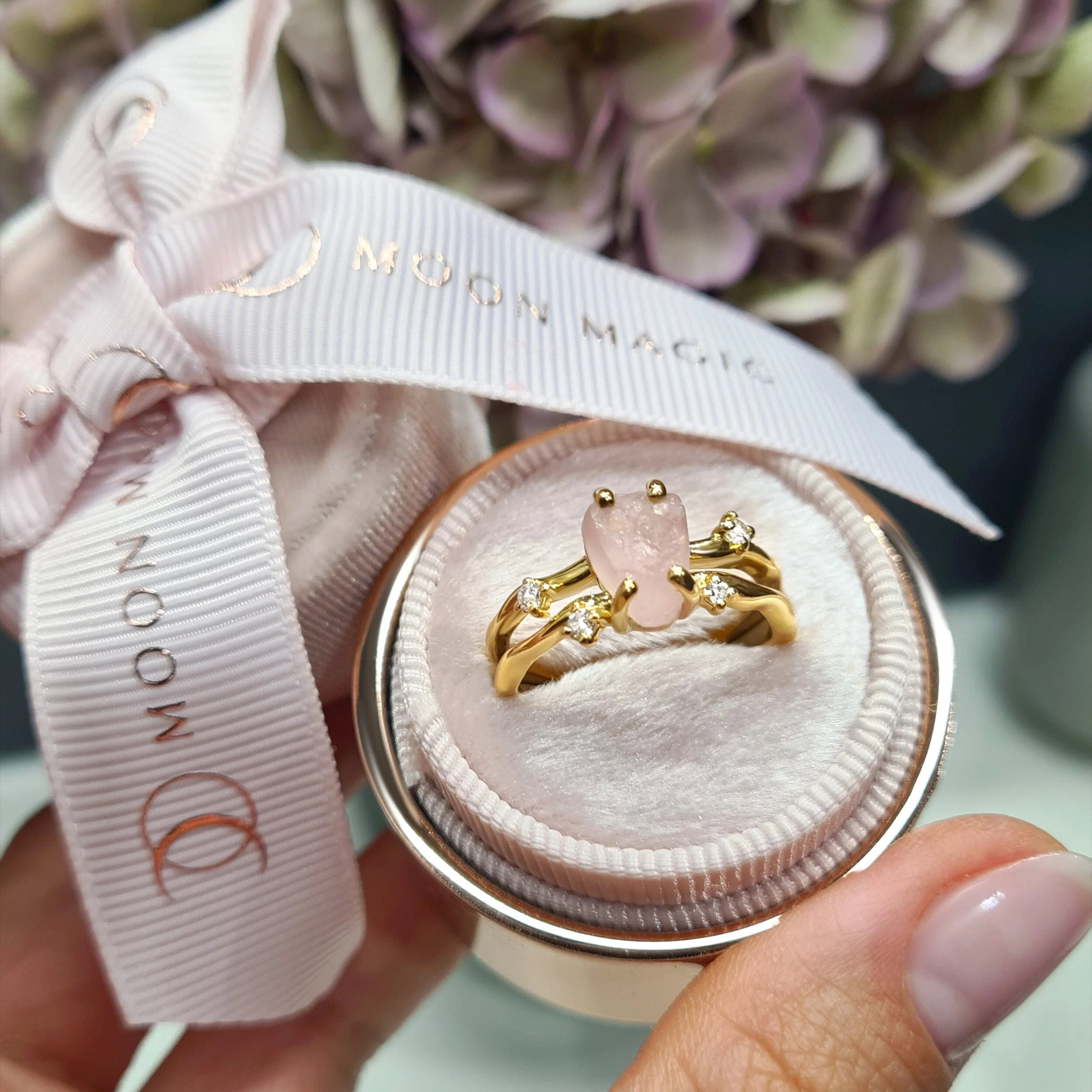 Raw Crystal Ring - Flow Rose Quartz - Image 25