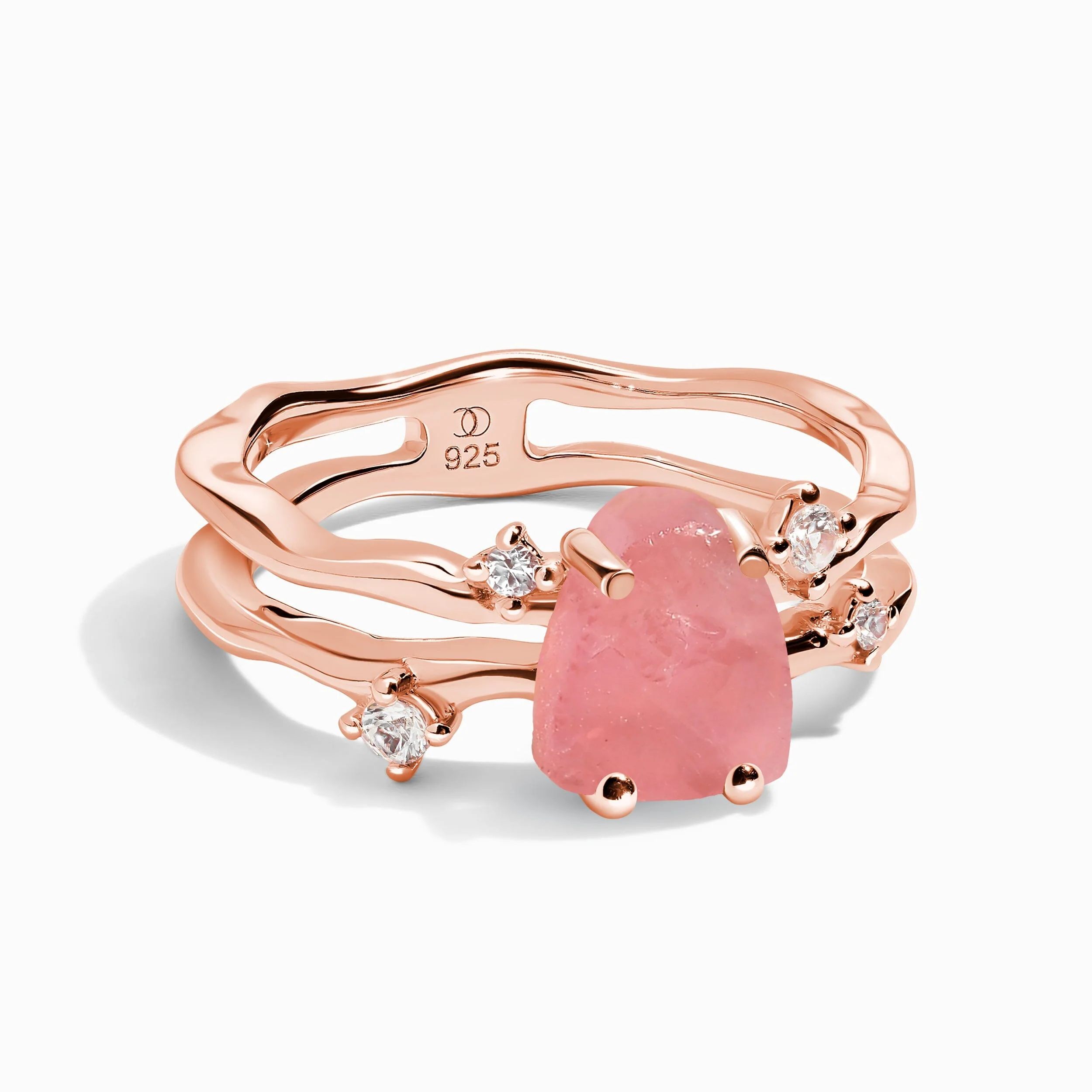 Raw Crystal Ring - Flow Rose Quartz - Image 3