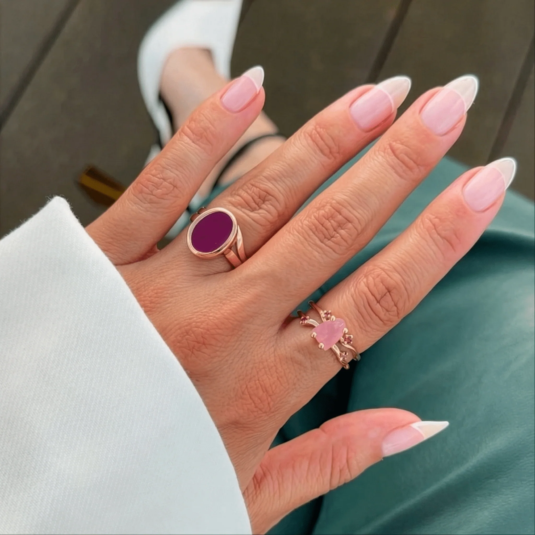 Raw Crystal Ring - Flow Rose Quartz Ruby - Image 19