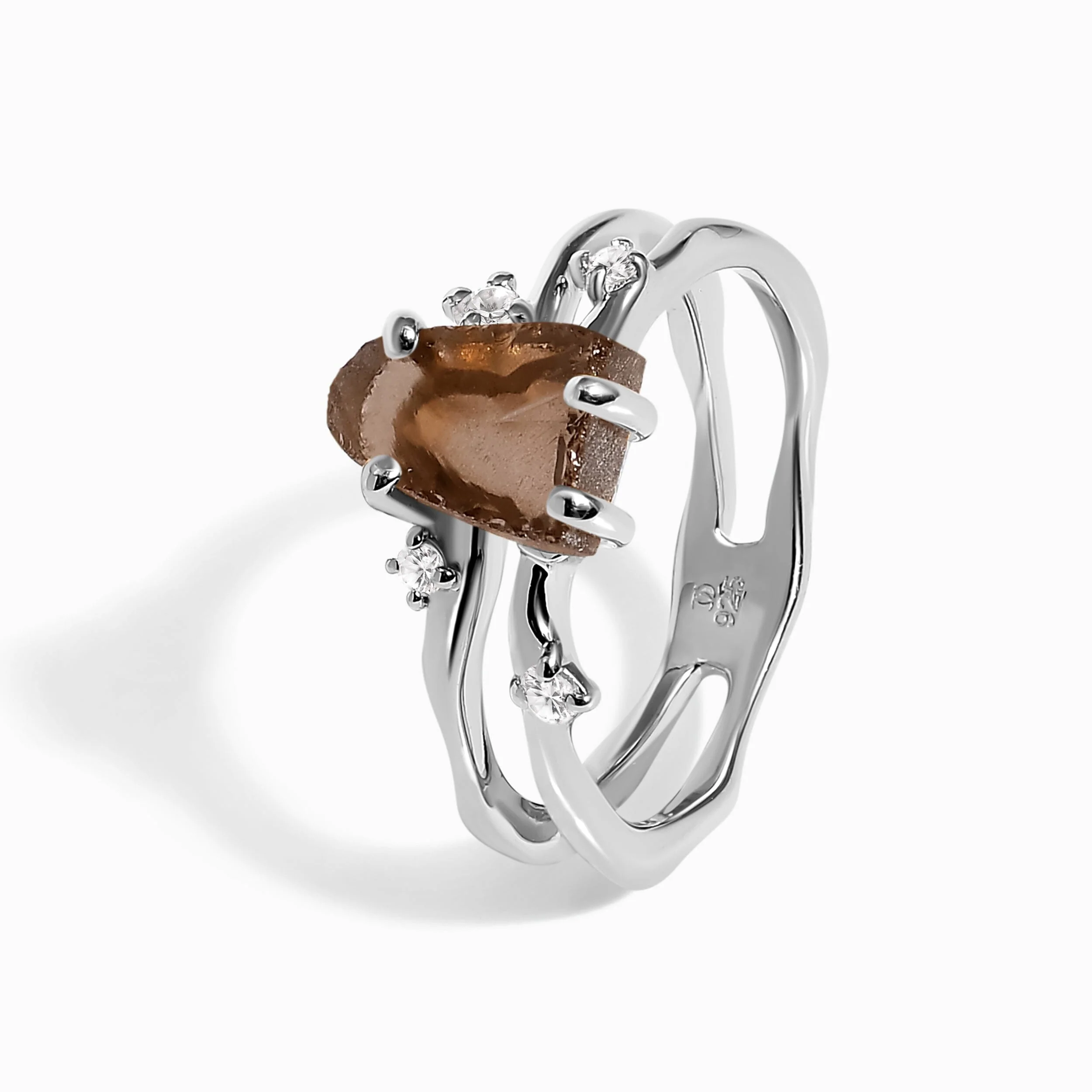 Raw Crystal Ring - Flow Smoky Quartz - Image 10