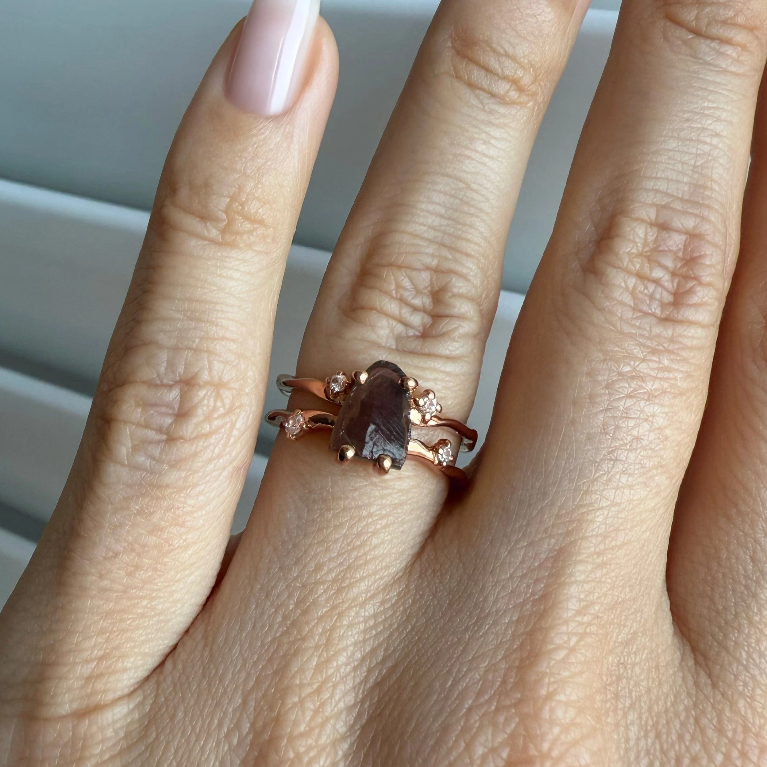 Raw Crystal Ring - Flow Smoky Quartz - Image 4