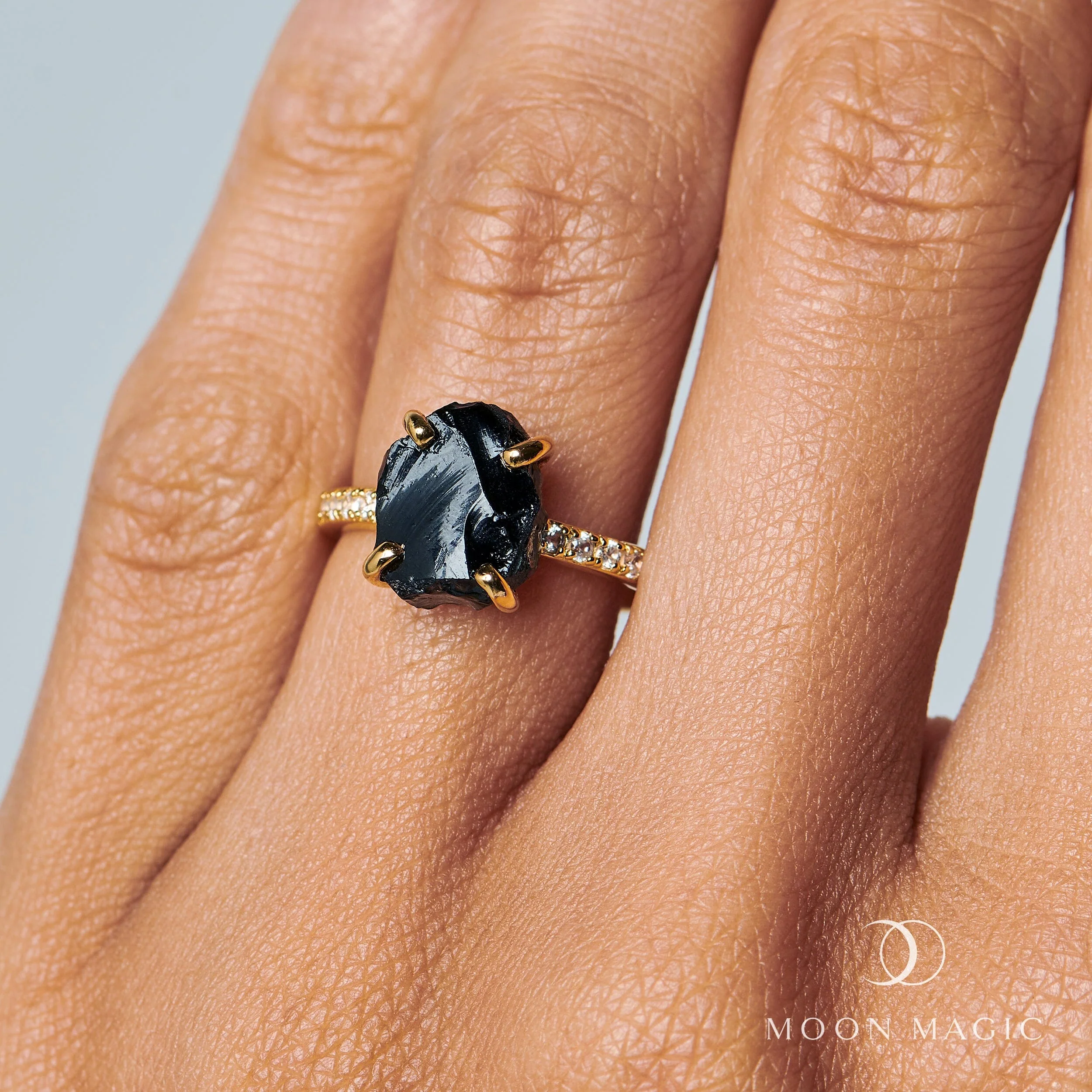 Raw Crystal Ring - Ritzy Black Obsidian - Image 6