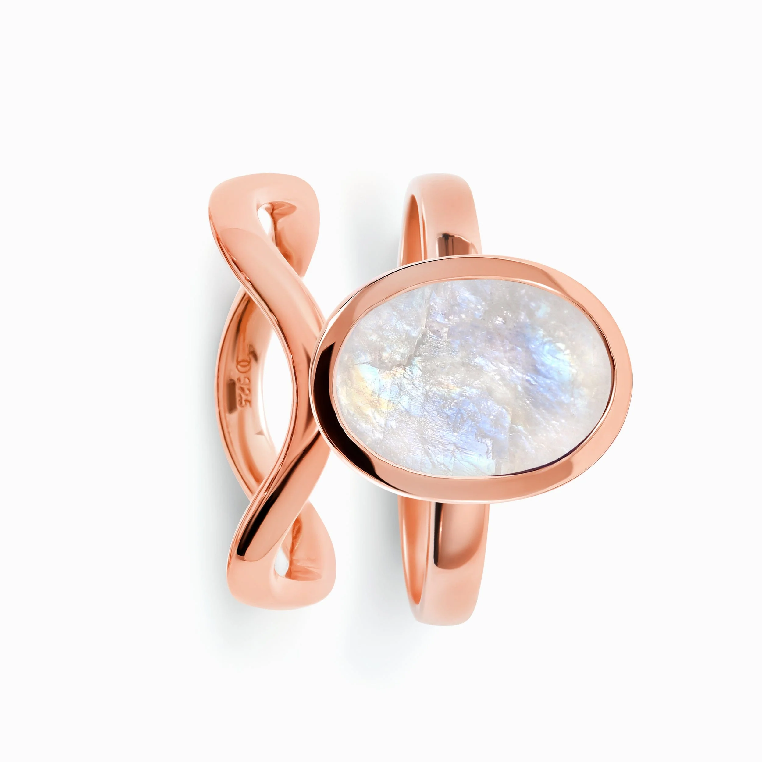 Raw Moonstone Enfolded Ring & Waves Band - Image 3