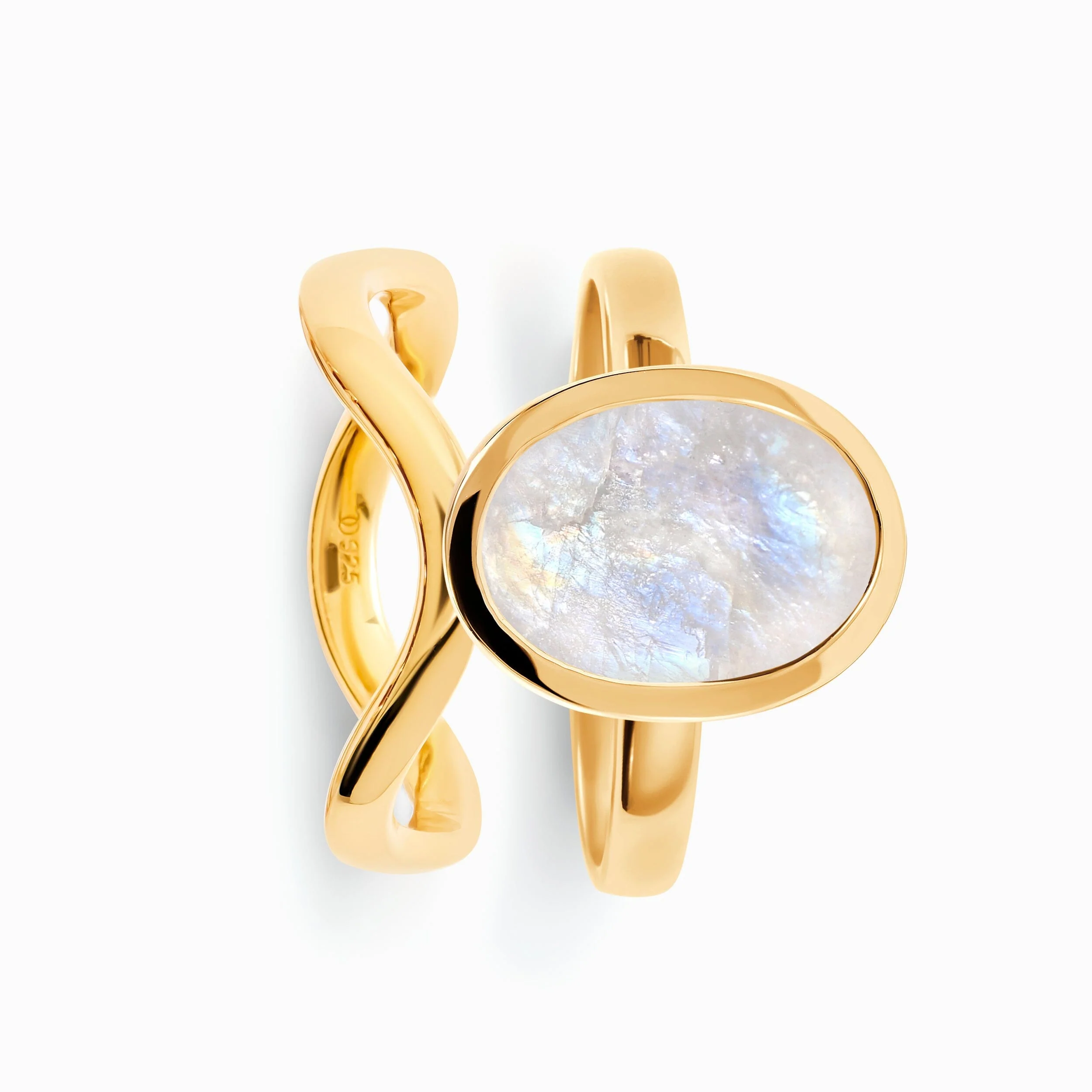 Raw Moonstone Enfolded Ring & Waves Band - Image 5
