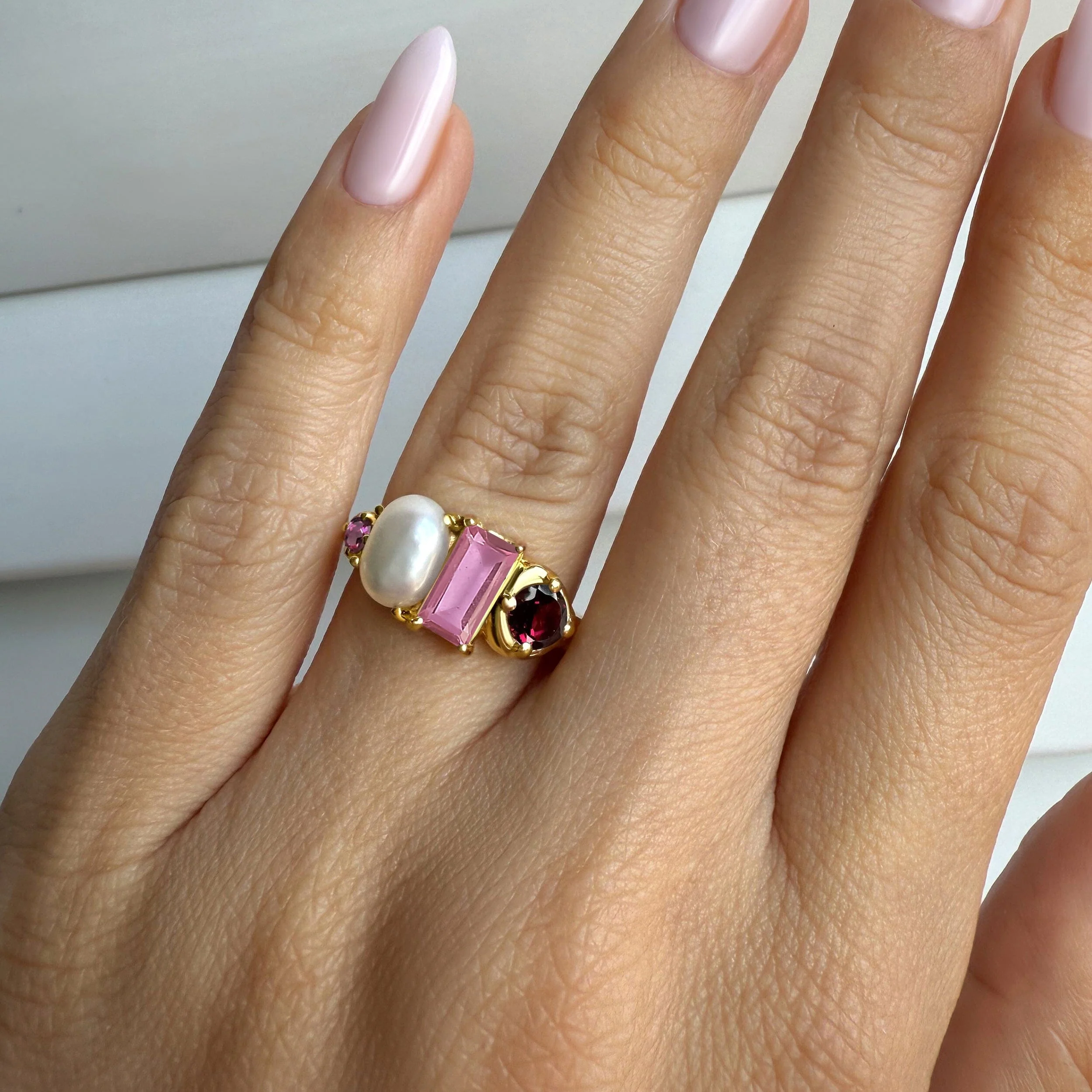 Rhodolite Garnet Pearl Ring - Treasure - Image 6