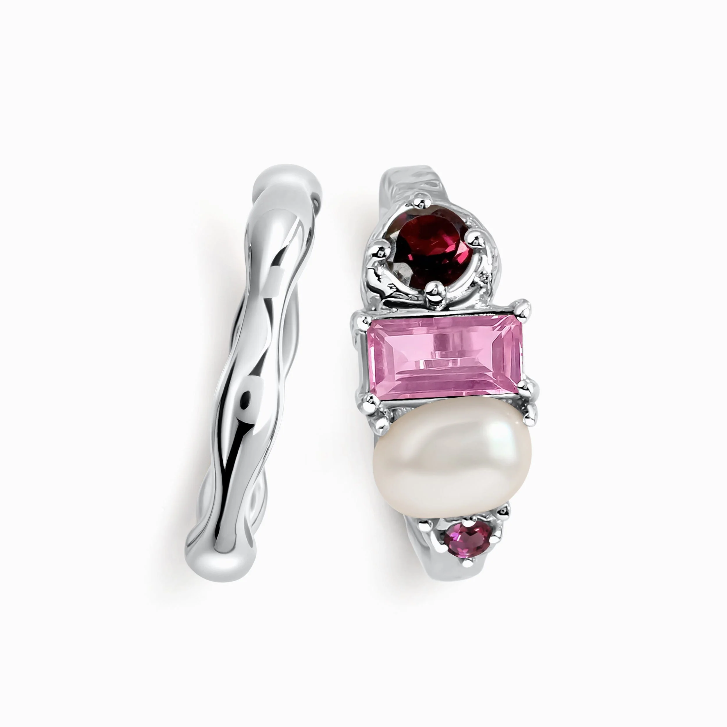 Rhodolite Garnet Treasure & Magma Band Set