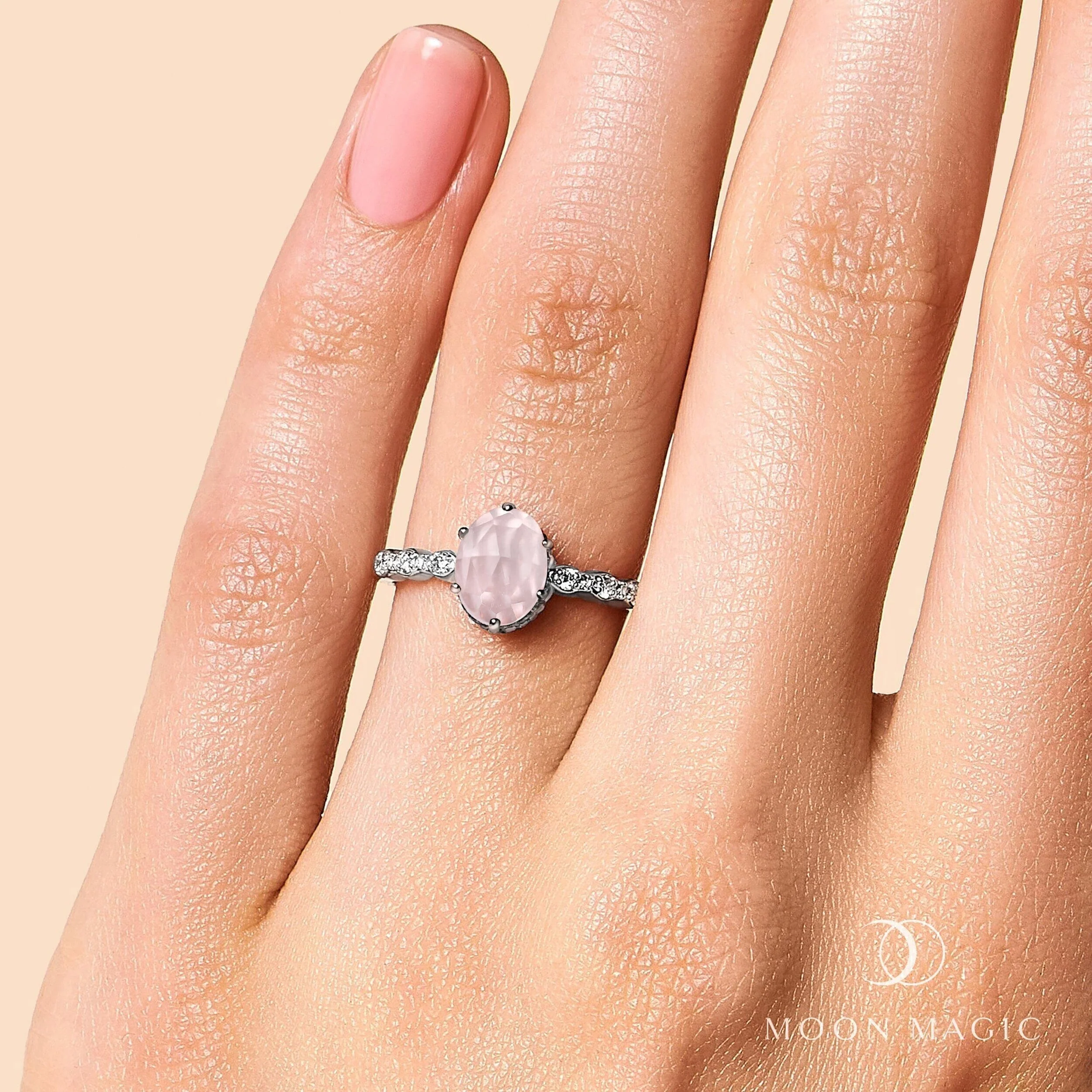 Rose Quartz Diamond Ring - Mirth - Image 4