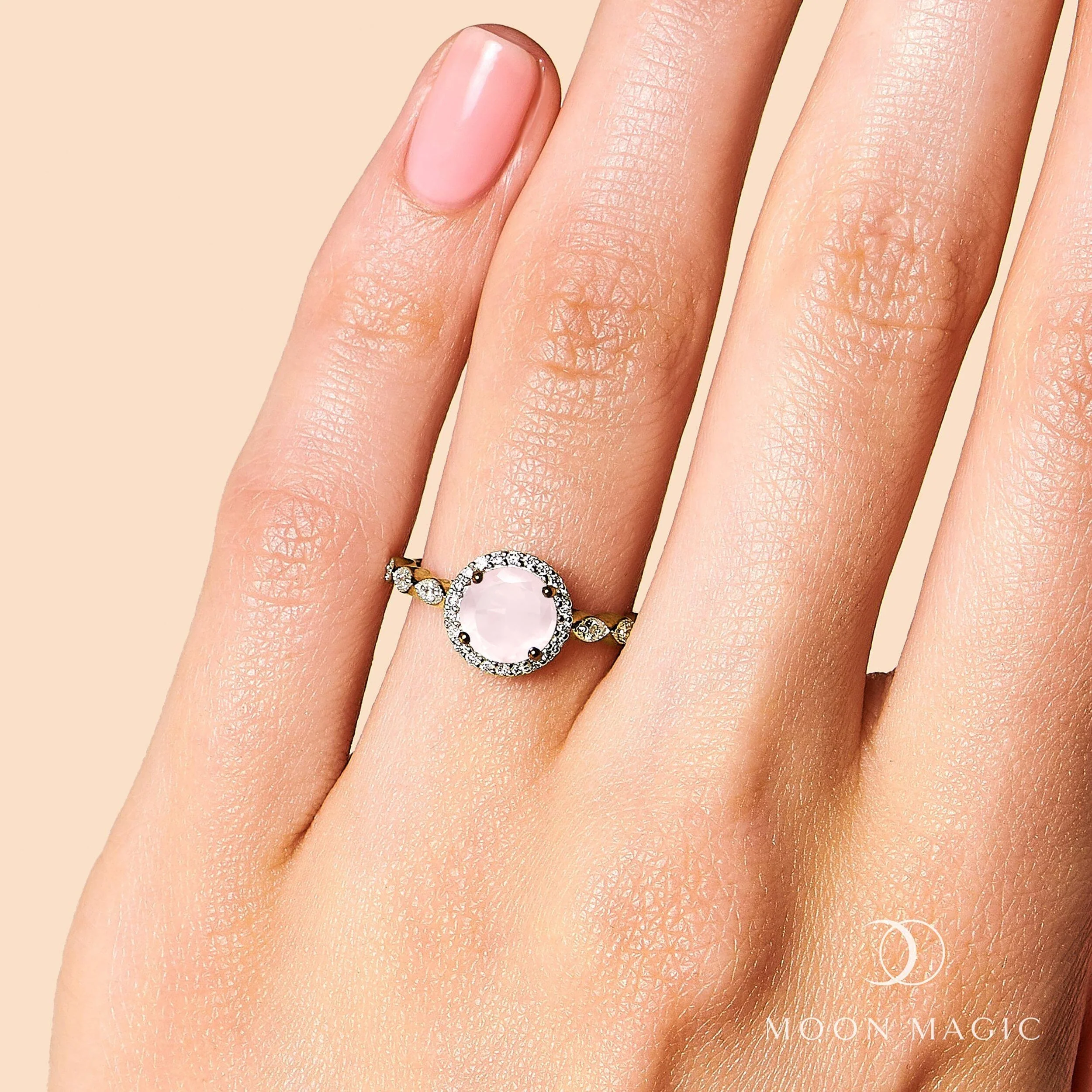 Rose Quartz Diamond Ring - Soulmate - Image 6