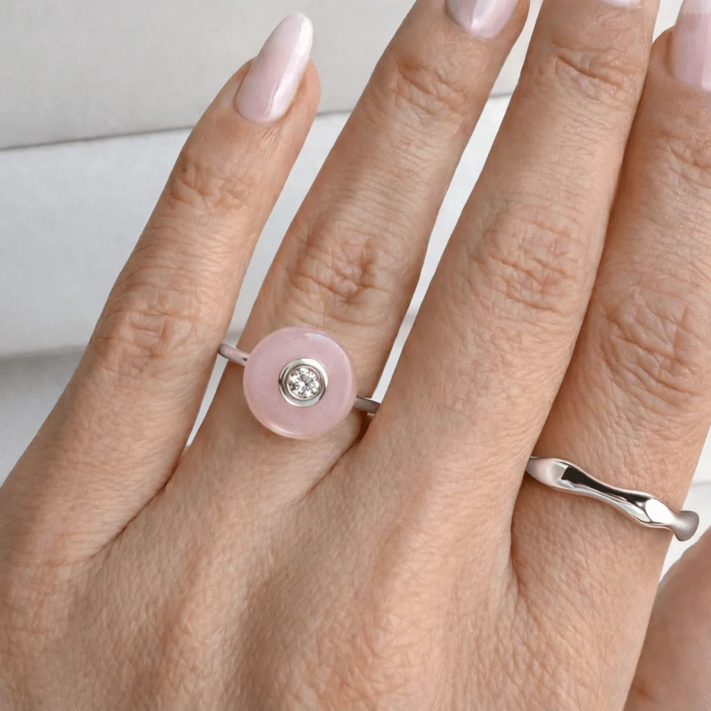 Rose Quartz Fidget Ring - Ora - Image 2