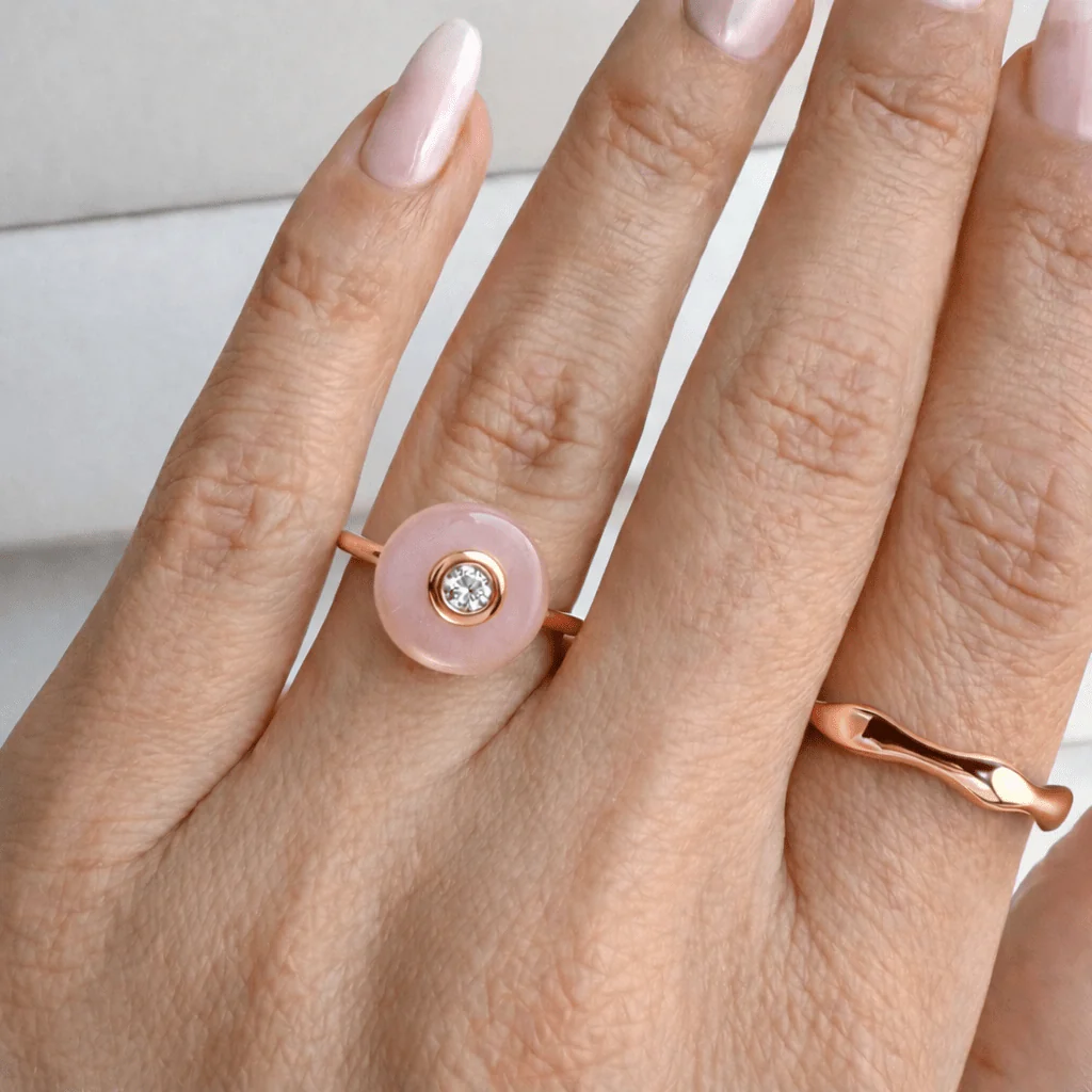 Rose Quartz Fidget Ring - Ora - Image 4