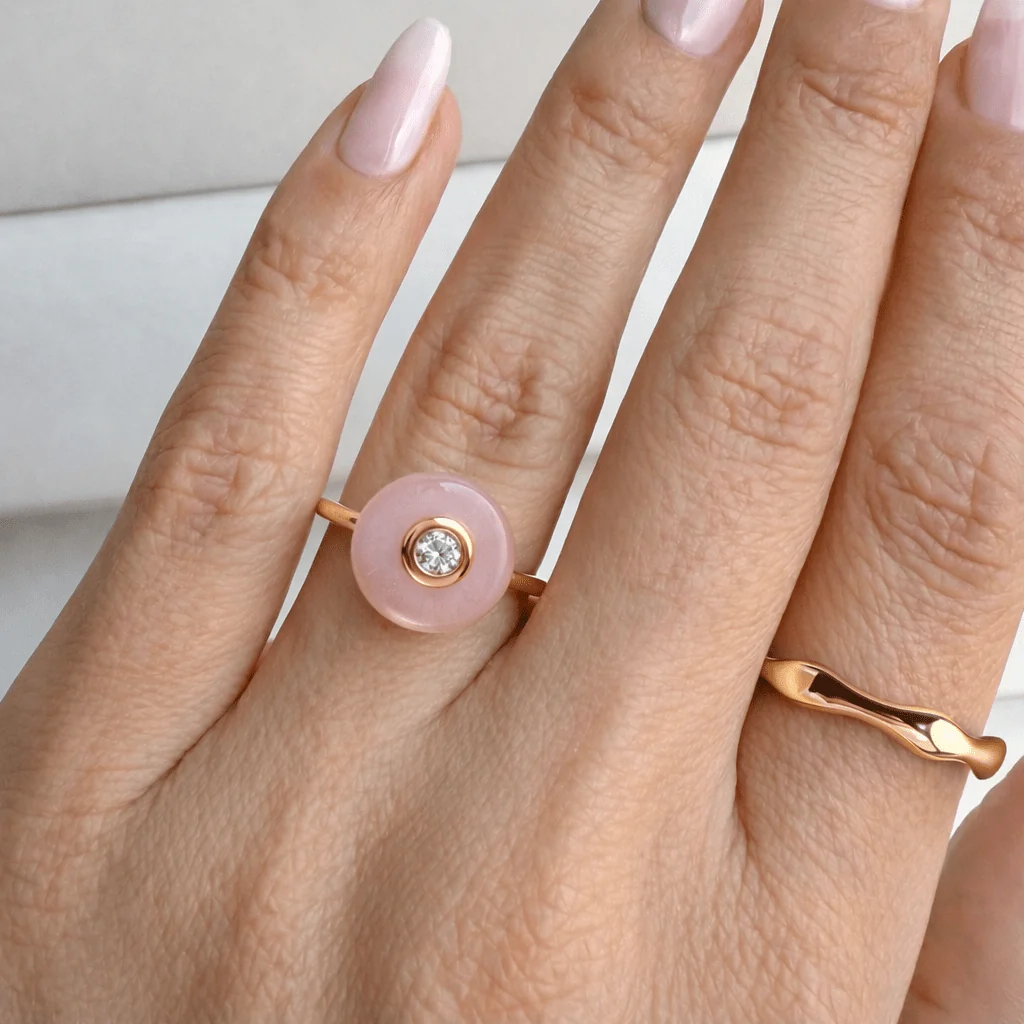Rose Quartz Fidget Ring - Ora - Image 6