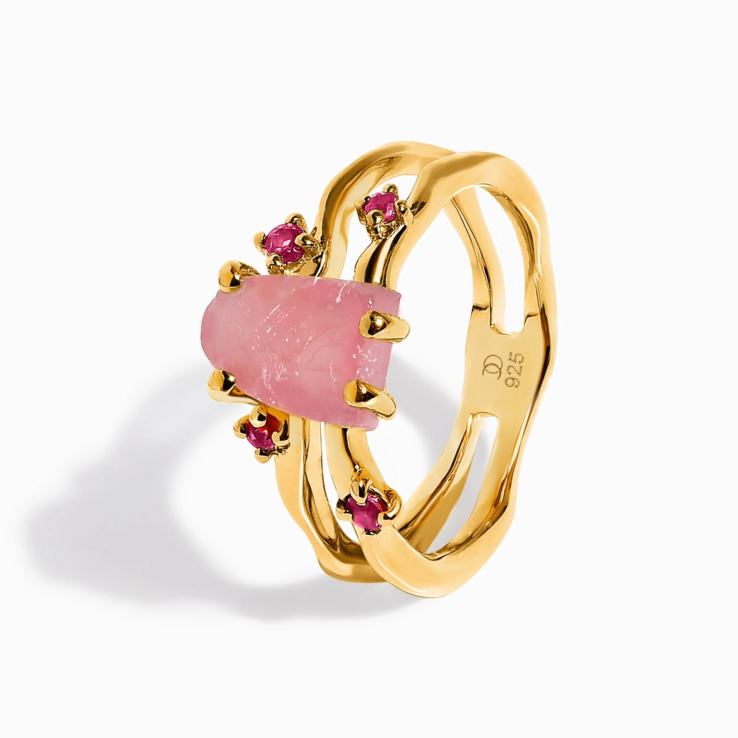 Raw Crystal Ring - Flow Rose Quartz Ruby - Image 20