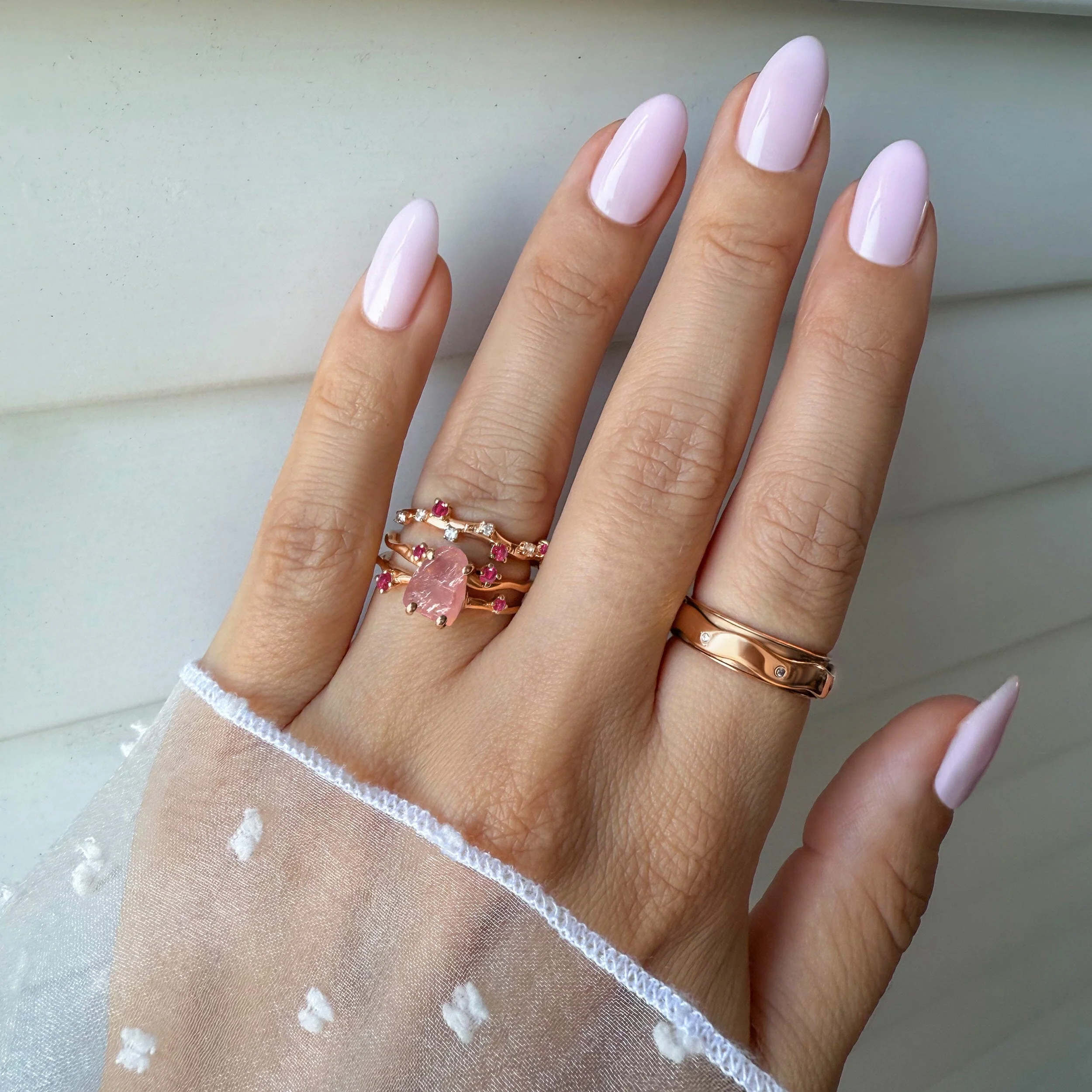 Rose Quartz Flow Ring & Ruby Stardust Band - Image 22