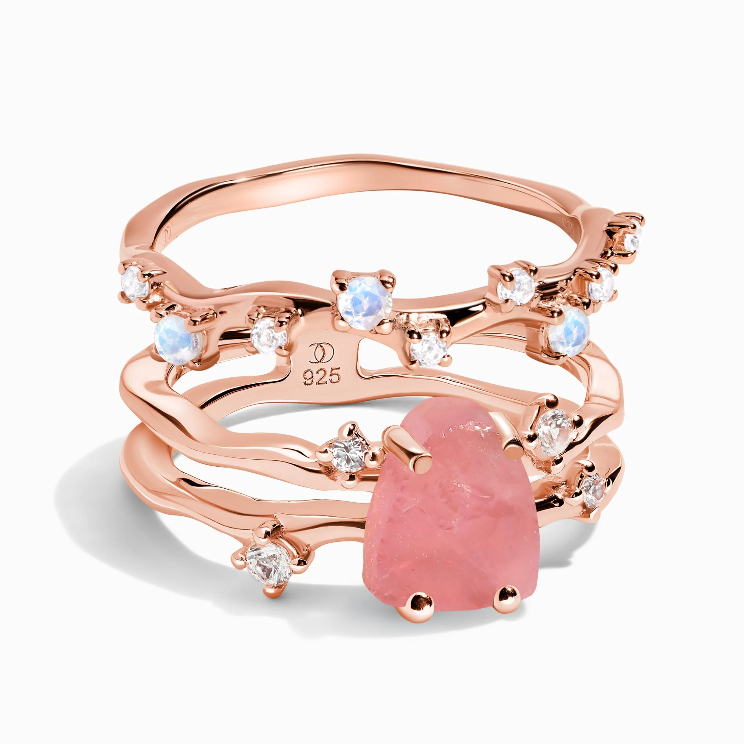 Rose Quartz Flow Ring & Stardust Band - Image 3