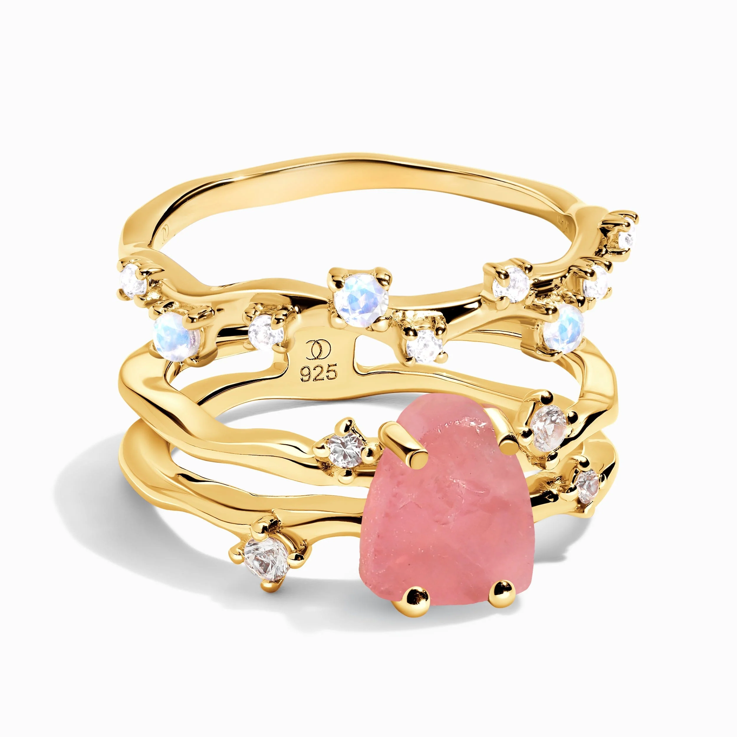 Rose Quartz Flow Ring & Stardust Band - Image 5