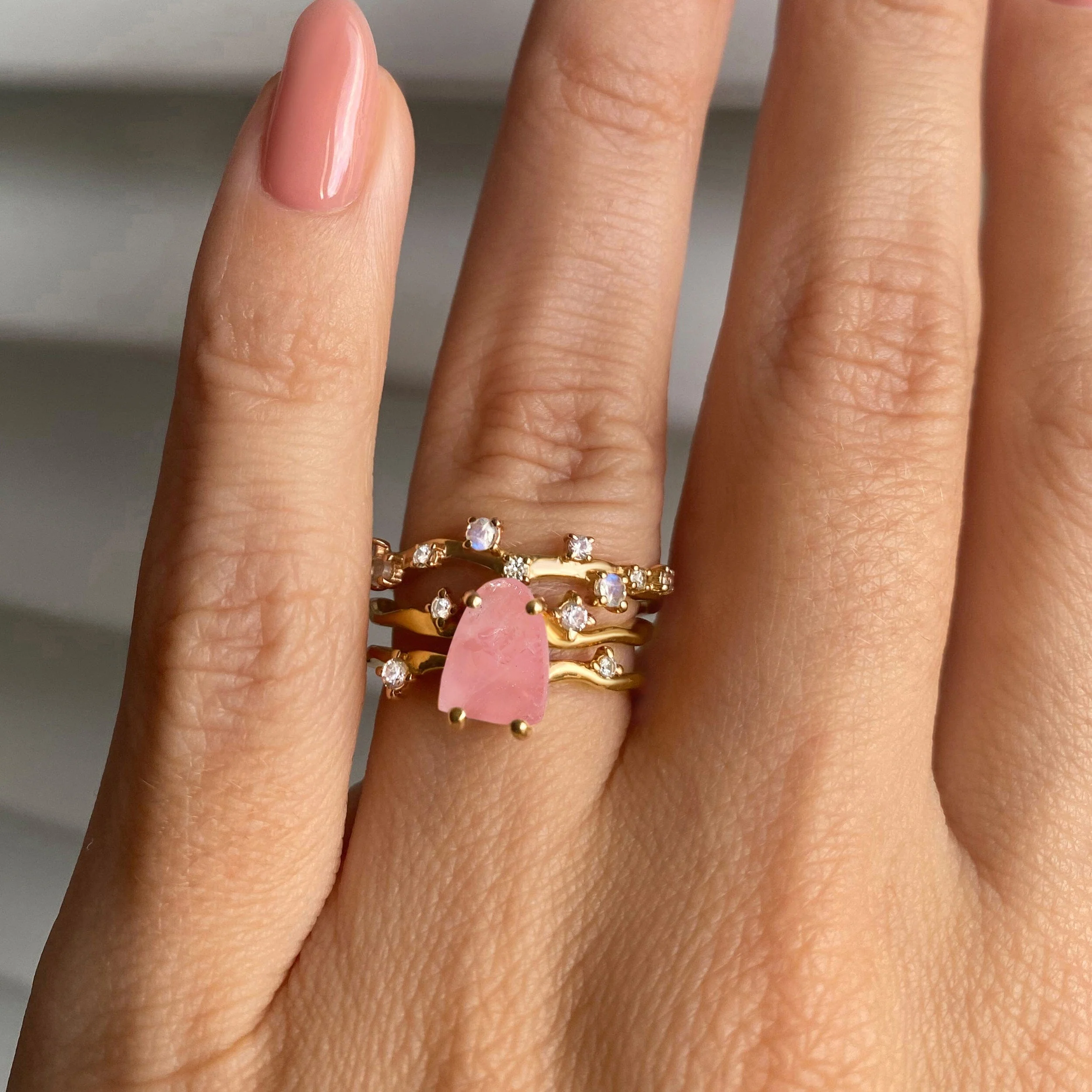 Rose Quartz Flow Ring & Stardust Band - Image 6