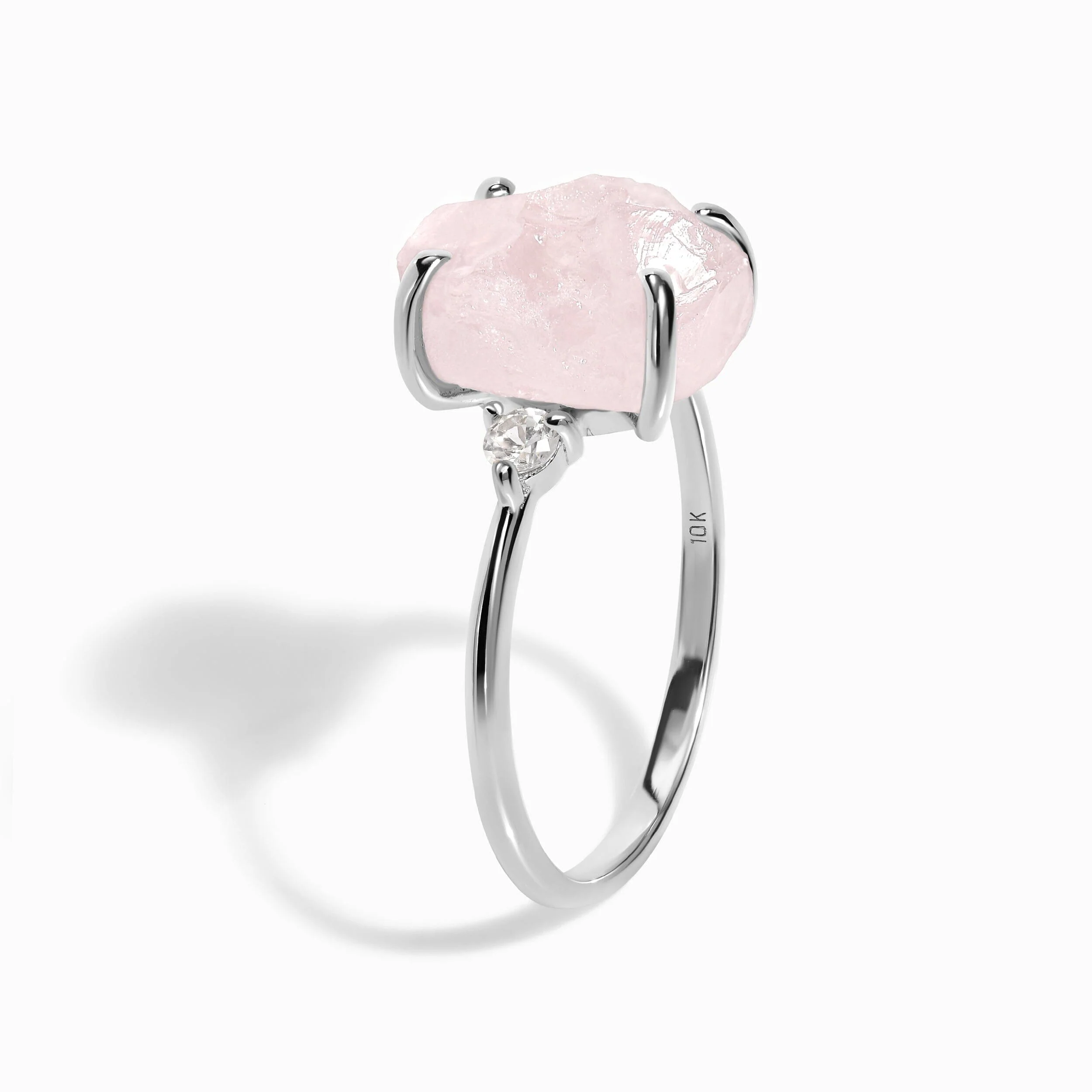 Rose Quartz Lab Diamond Ring - Raw Allure - Image 10
