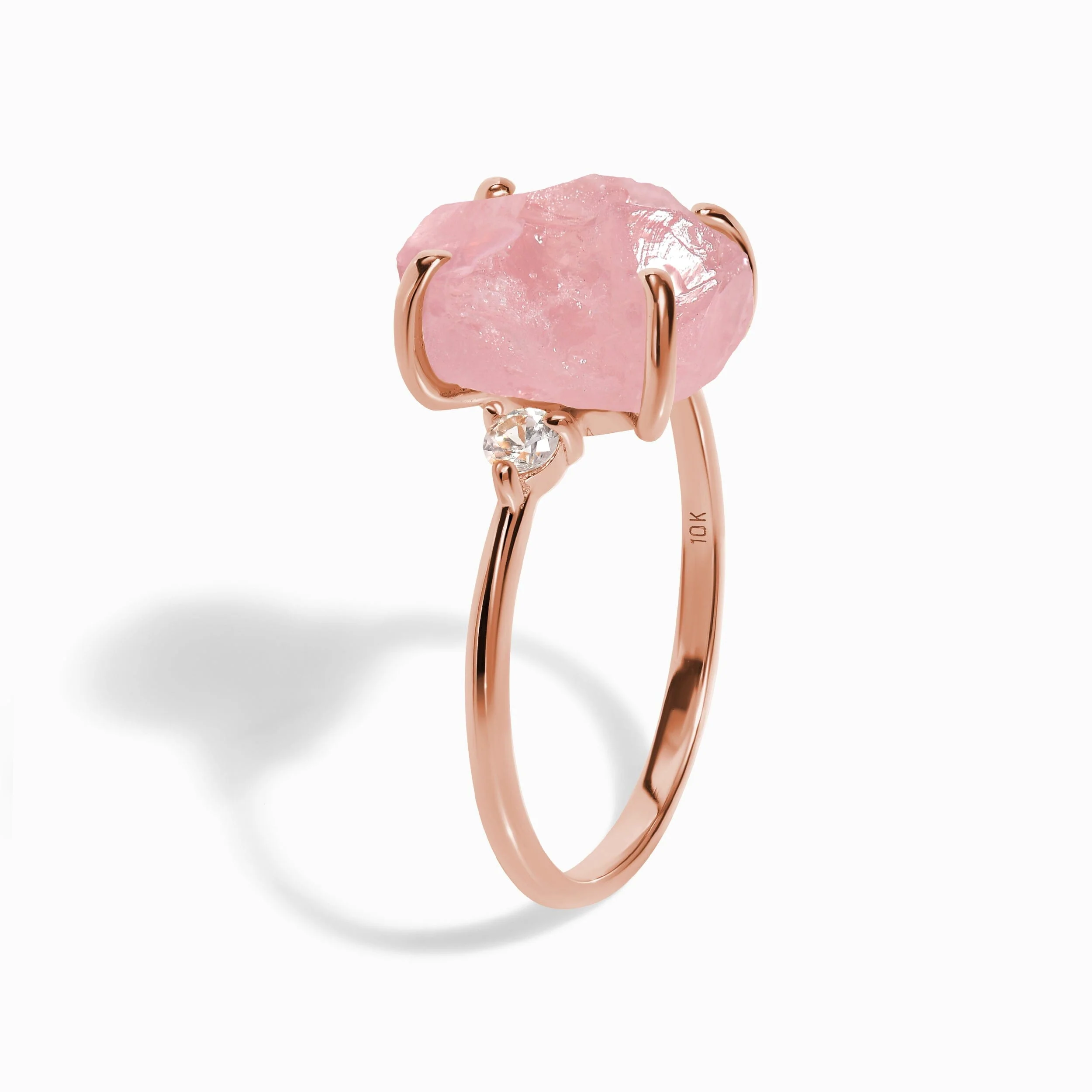 Rose Quartz Lab Diamond Ring - Raw Allure - Image 12