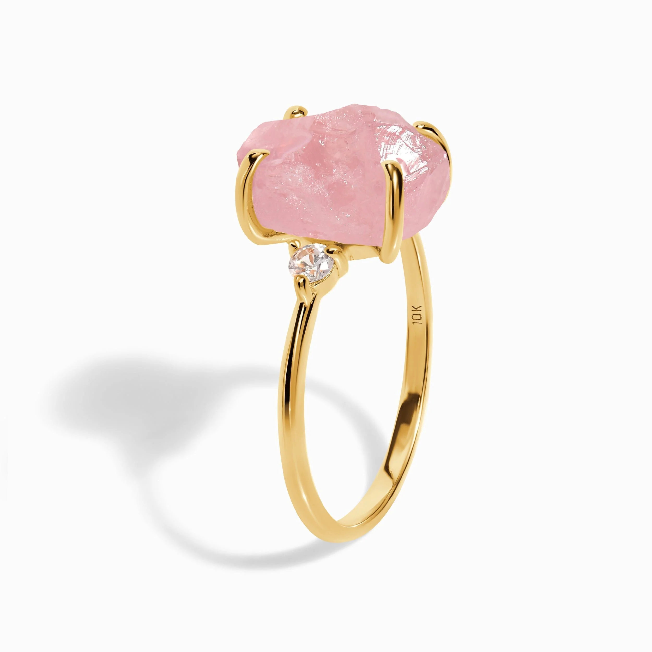 Rose Quartz Lab Diamond Ring - Raw Allure - Image 14