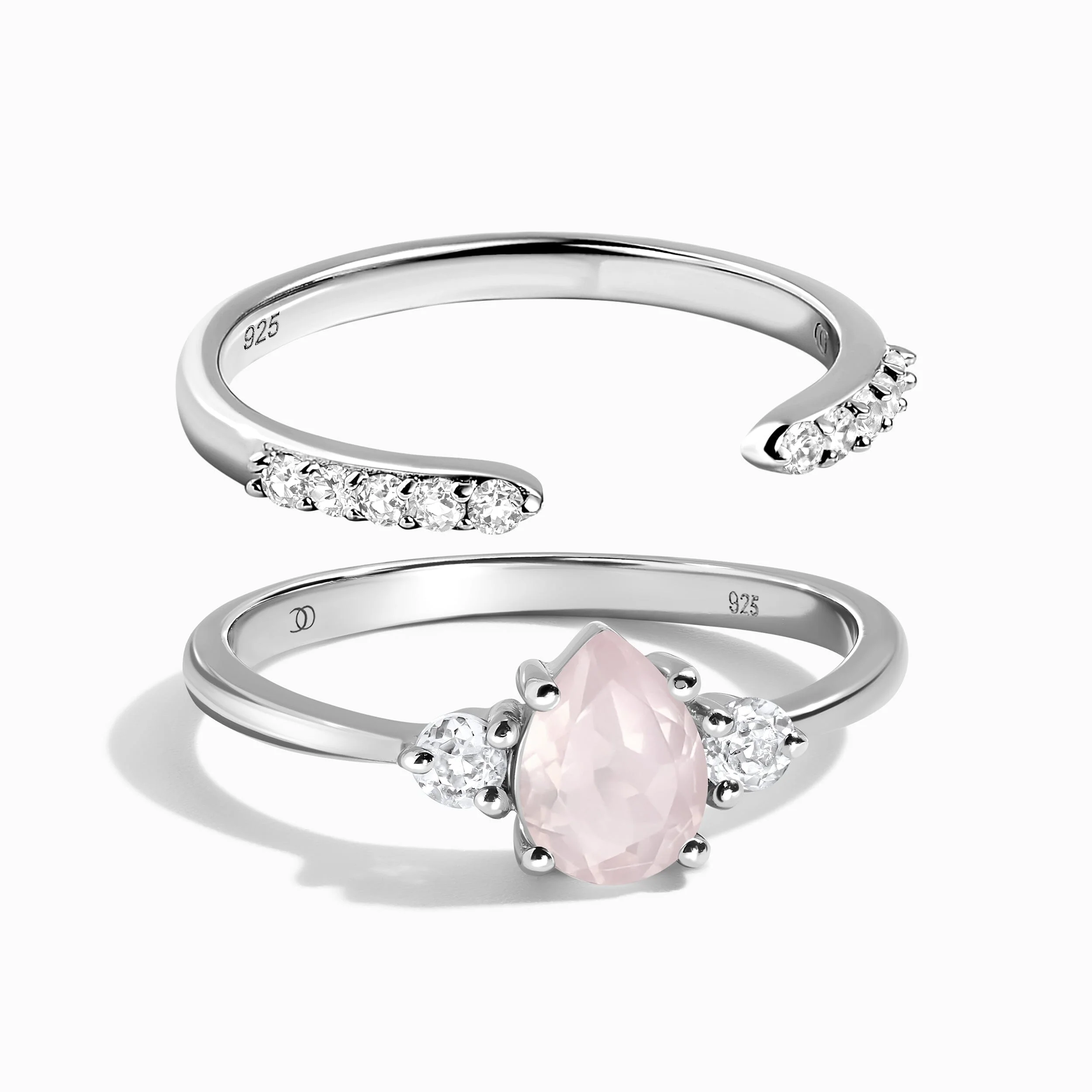 Rose Quartz Lania Ring & Twinkling Band