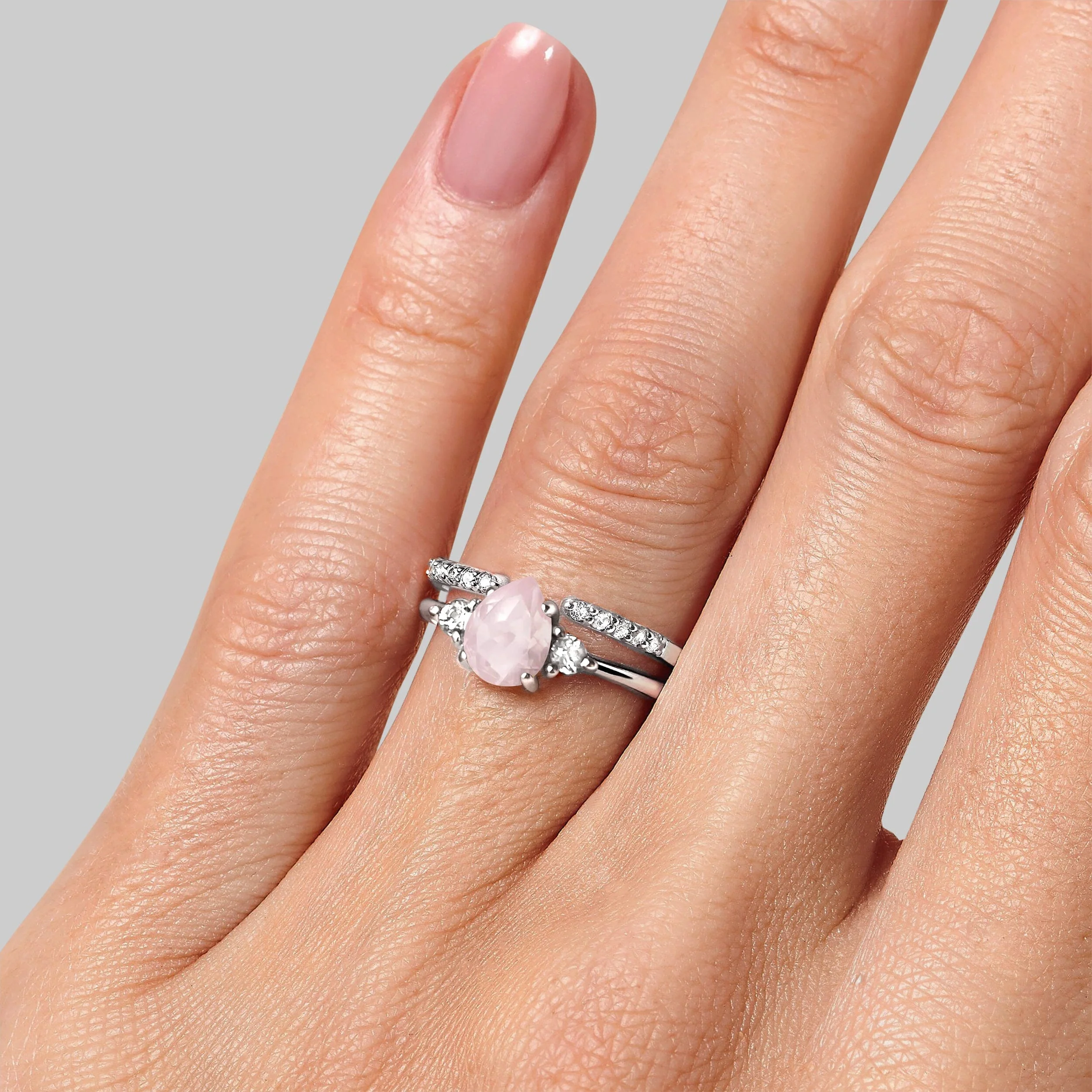 Rose Quartz Lania Ring & Twinkling Band - Image 2