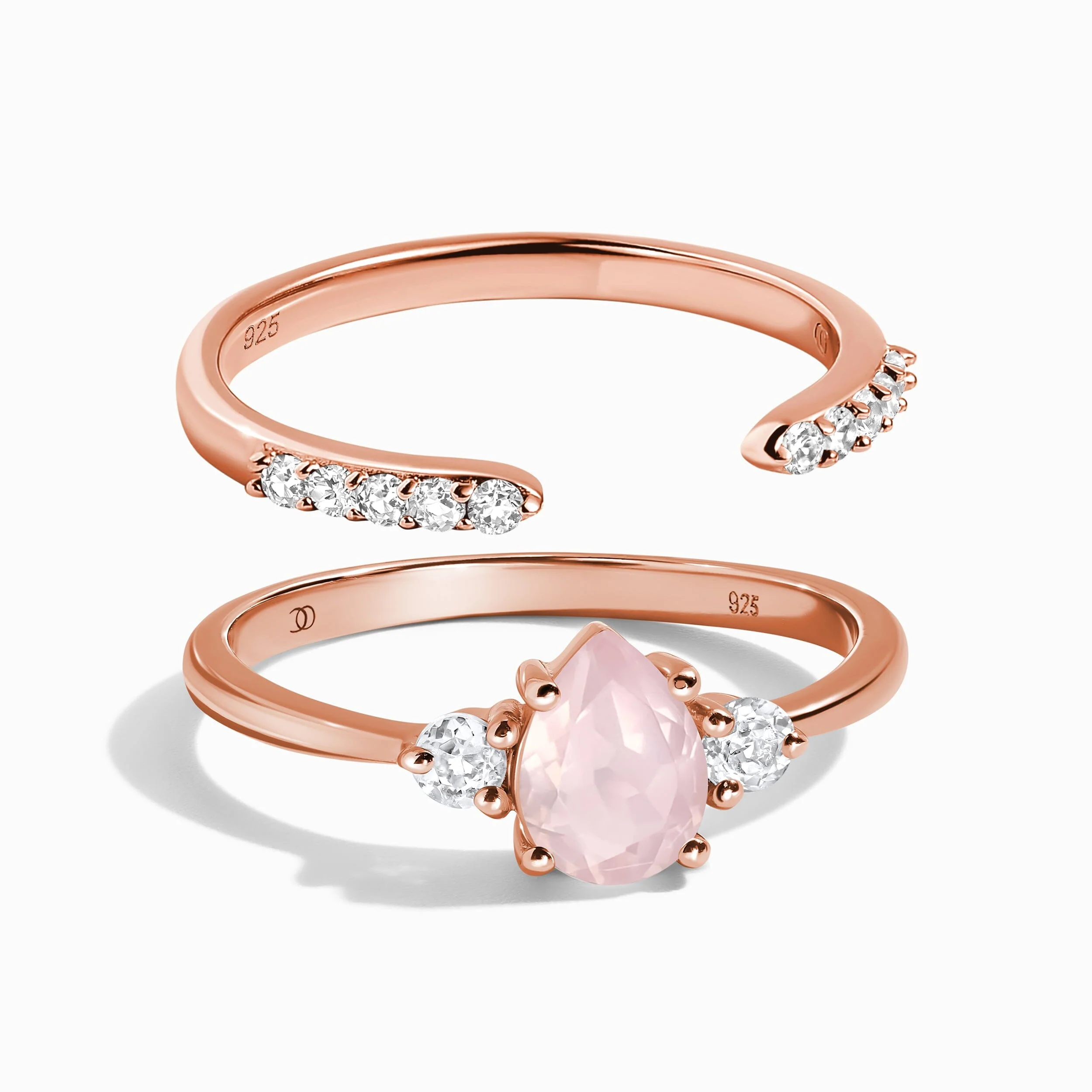 Rose Quartz Lania Ring & Twinkling Band - Image 3