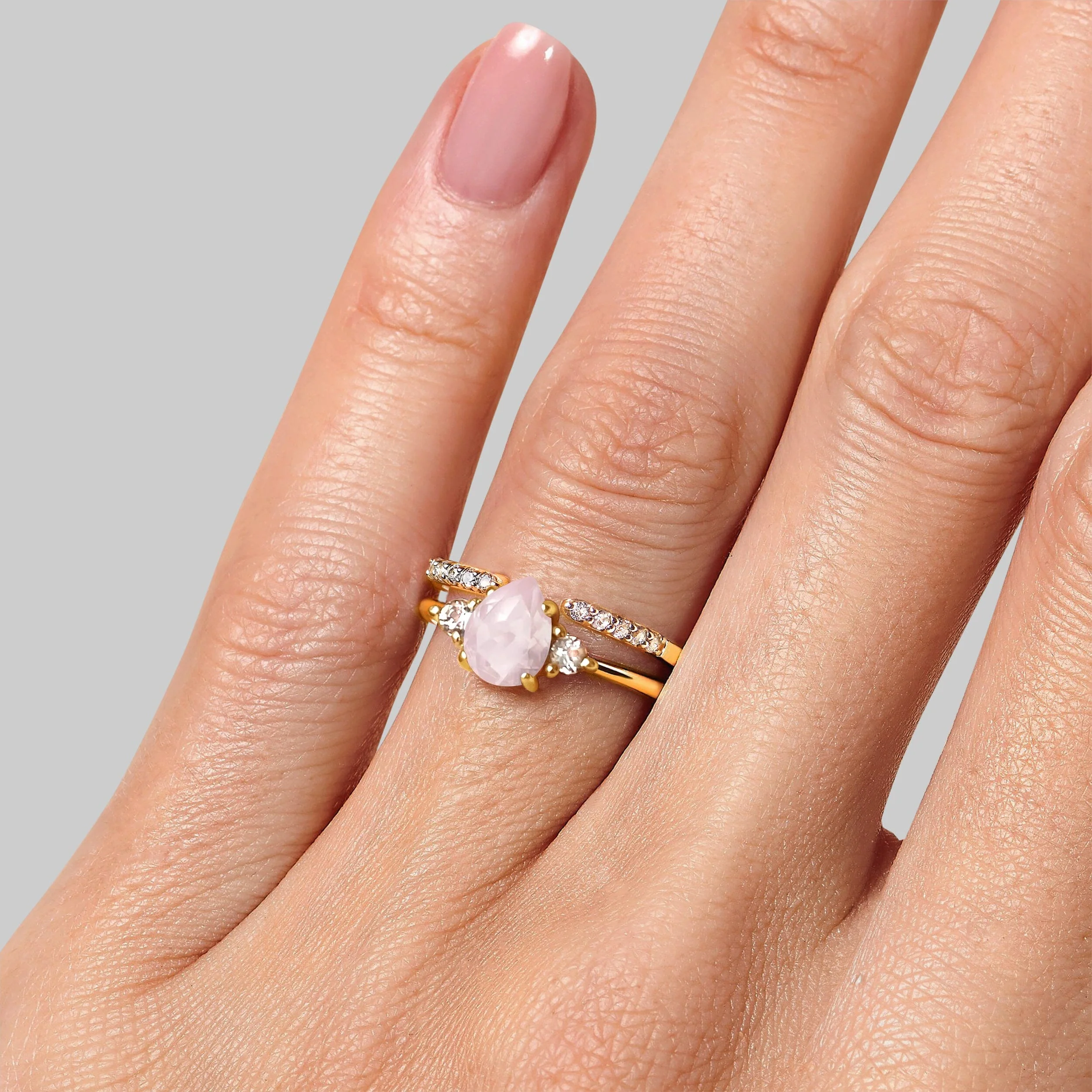 Rose Quartz Lania Ring & Twinkling Band - Image 6