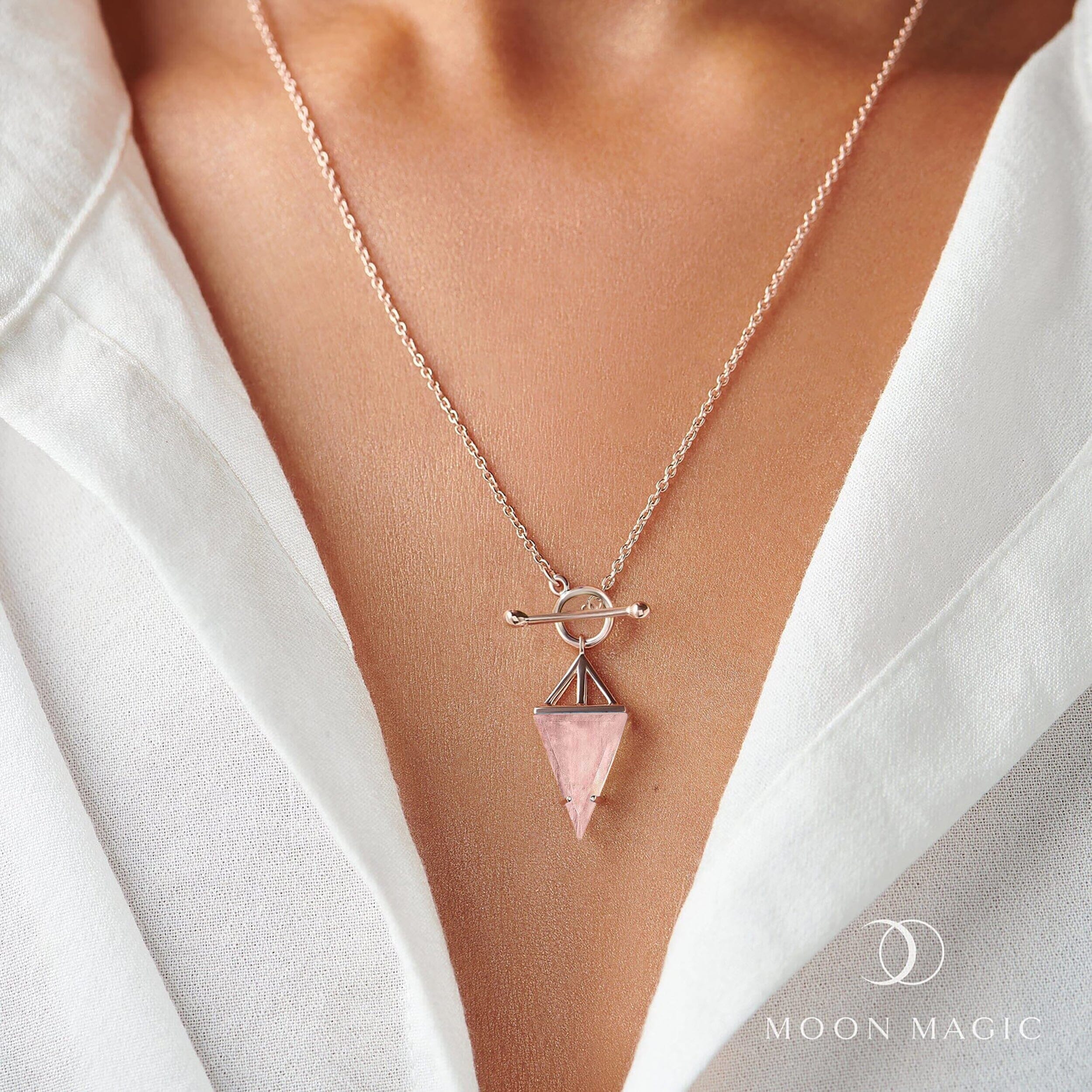 Rose Quartz Necklace - Heroine T-Lock - Image 6