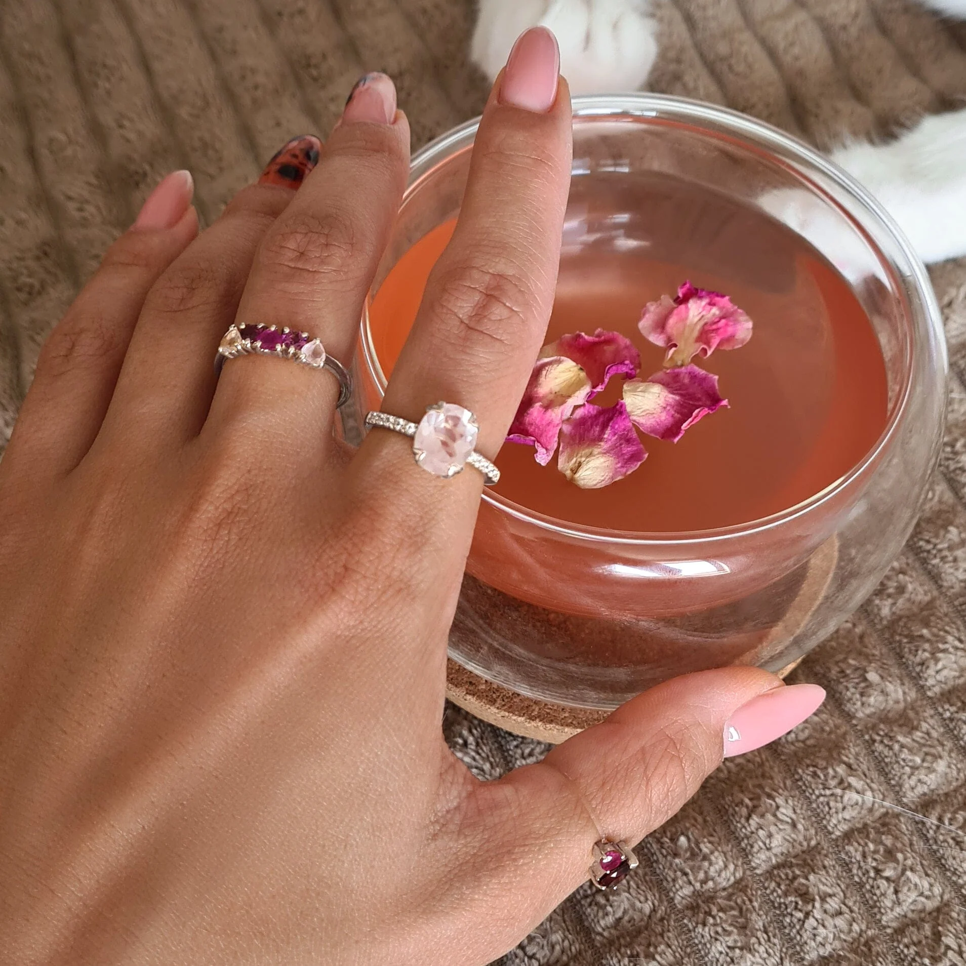 Rose Quartz Rhodolite Ring - Crush On You - Image 13