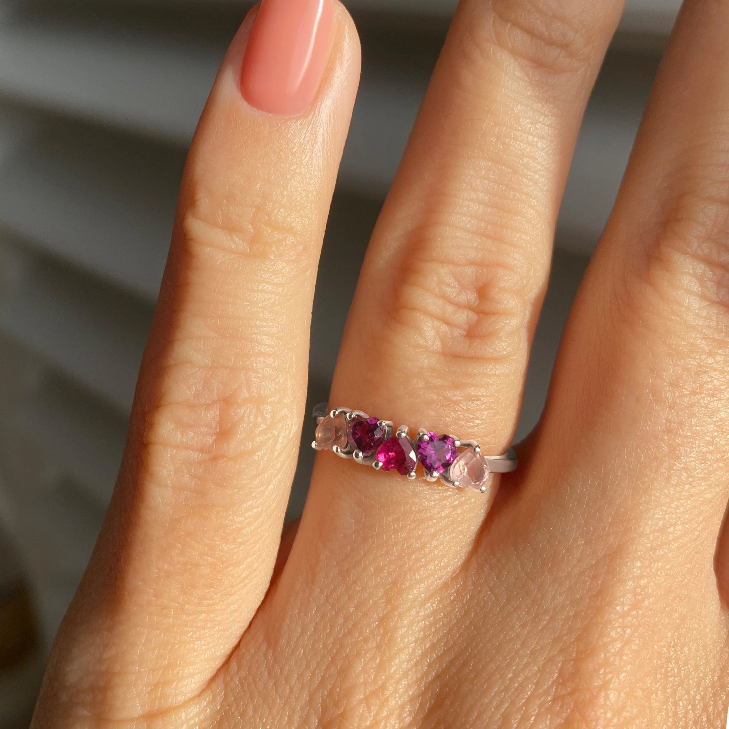 Rose Quartz Rhodolite Ring - Crush On You - Image 2
