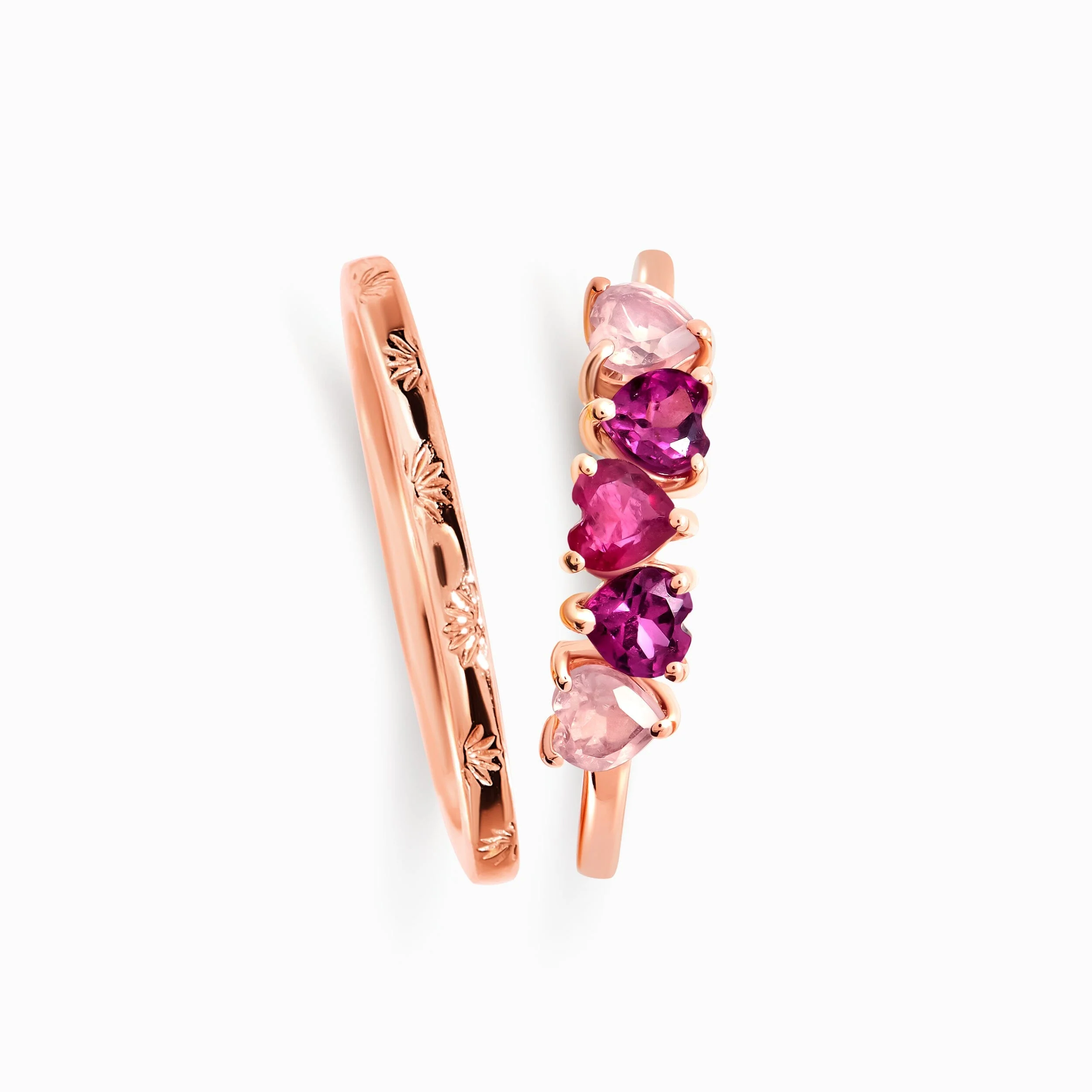 Rose Quartz Rhodolite Ring - Crush On You & Starry Ring - Sky - Image 4
