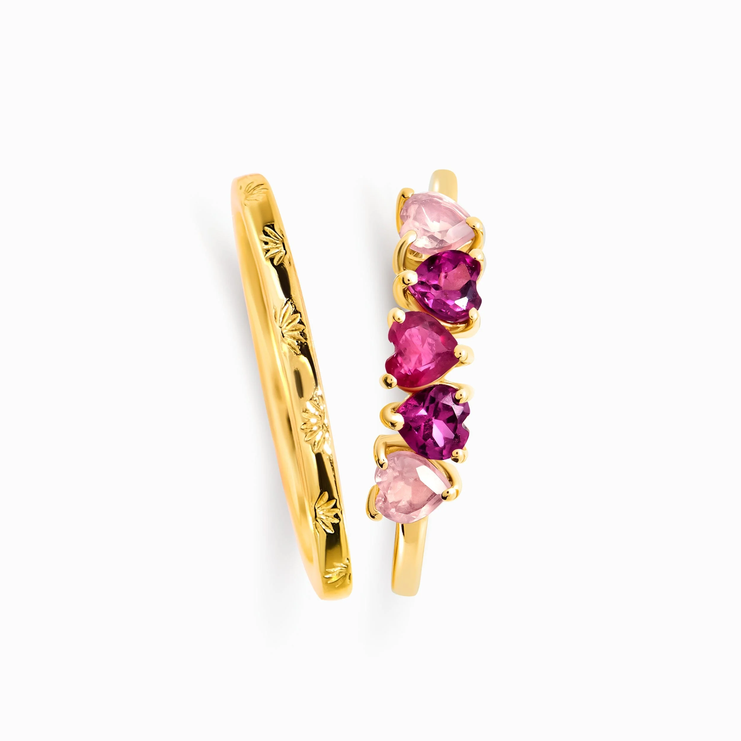 Rose Quartz Rhodolite Ring - Crush On You & Starry Ring - Sky - Image 7