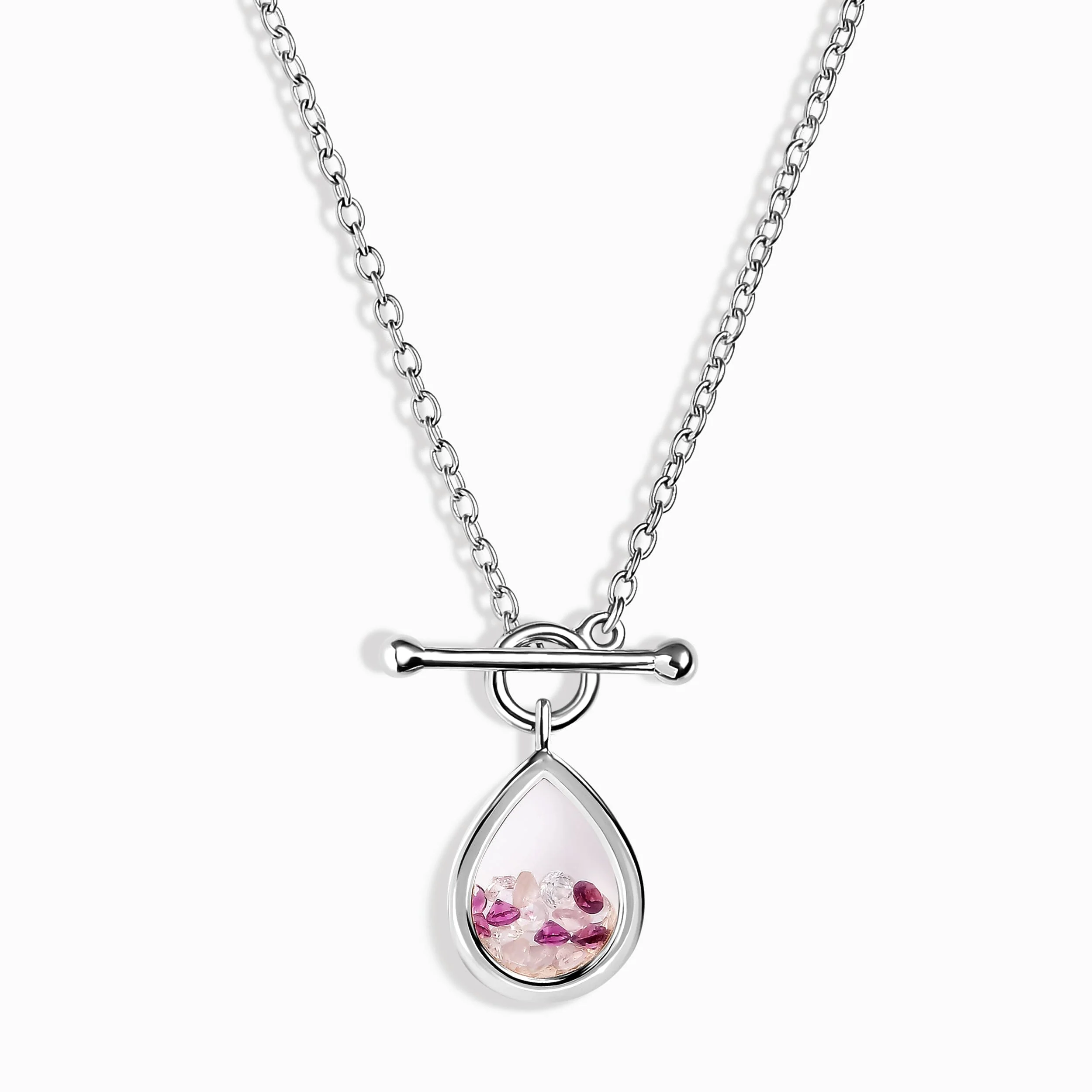 Rose Quartz Rhodolite T-Lock Necklace - Gem Glide