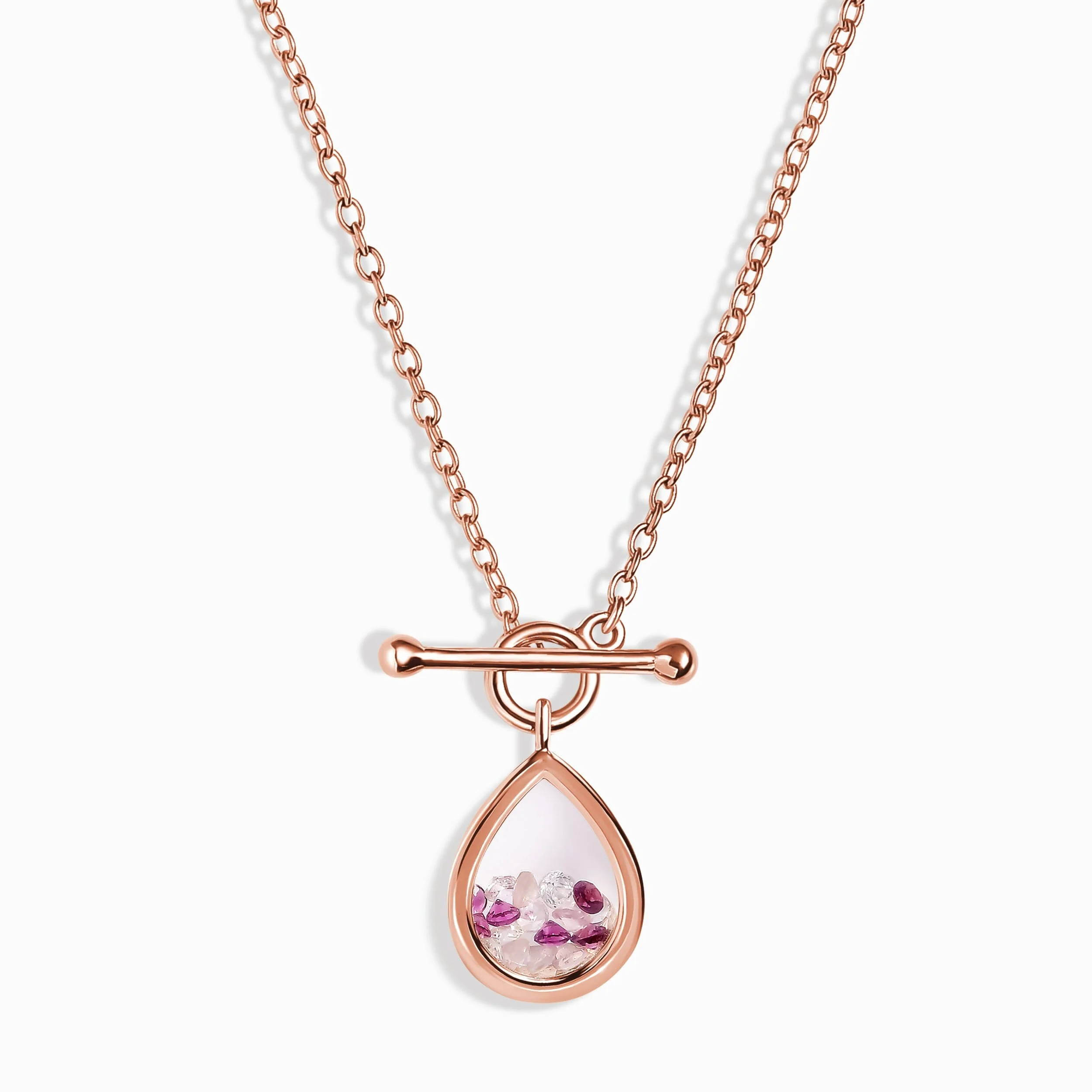 Rose Quartz Rhodolite T-Lock Necklace - Gem Glide - Image 3