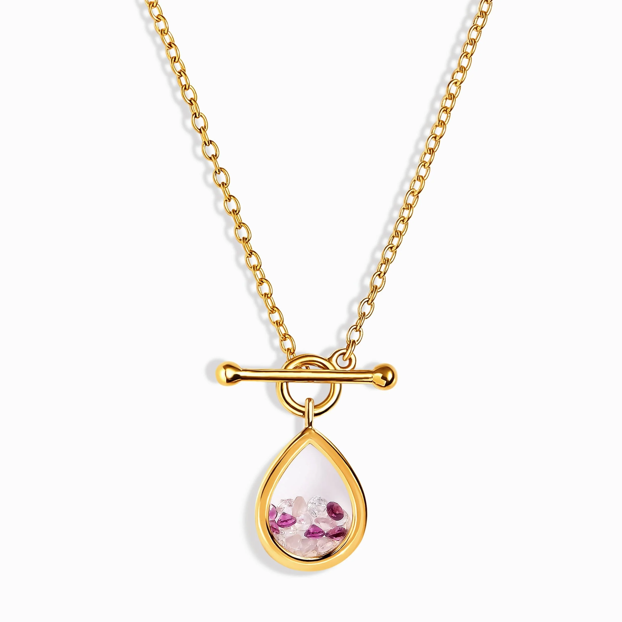 Rose Quartz Rhodolite T-Lock Necklace - Gem Glide - Image 5